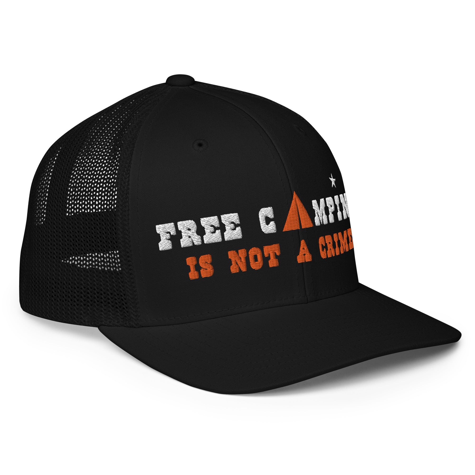 Casquette trucker renforcée Free camping is not a crime white/orange