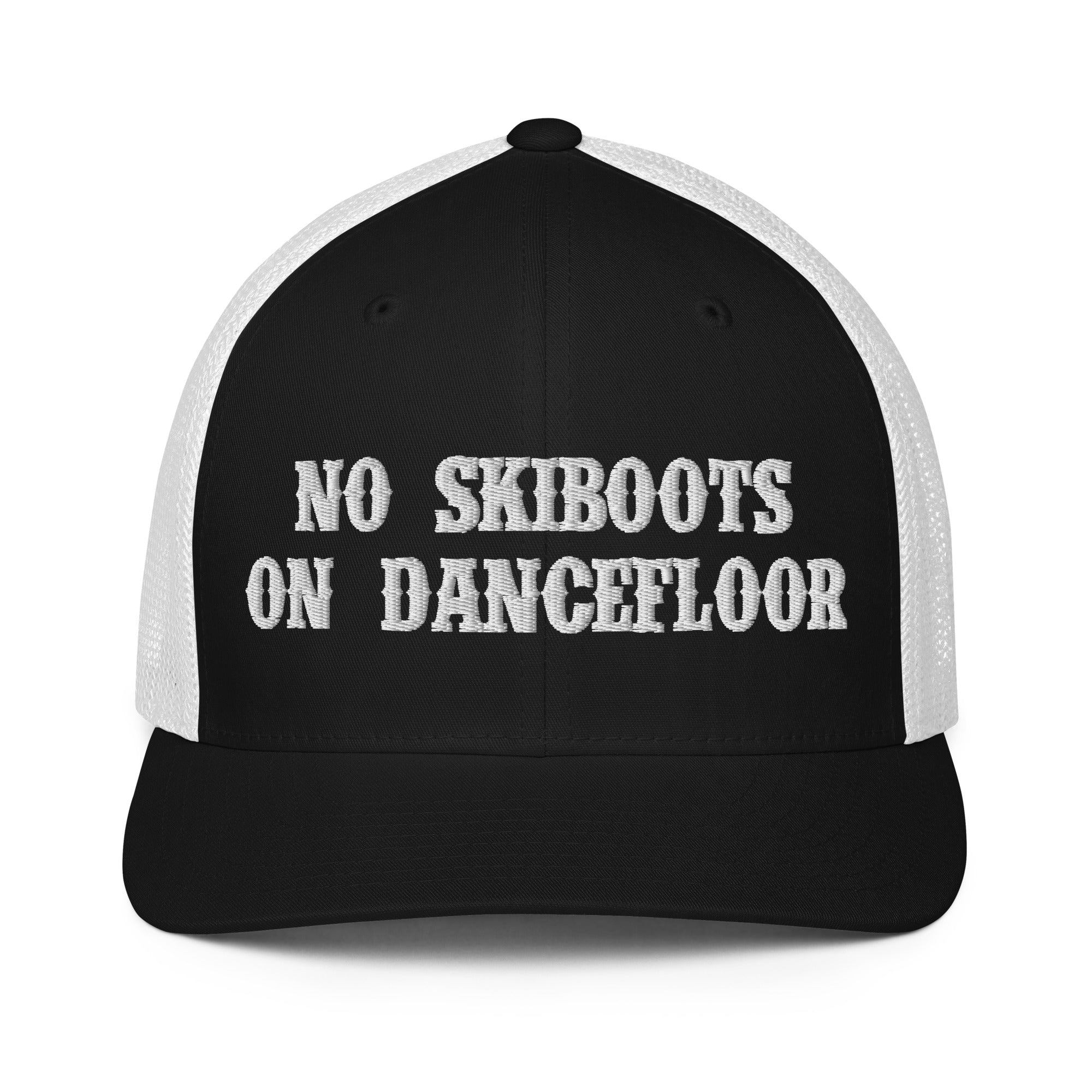 Closed-back trucker cap No Skiboots on Dancefloor White 3DPuffy