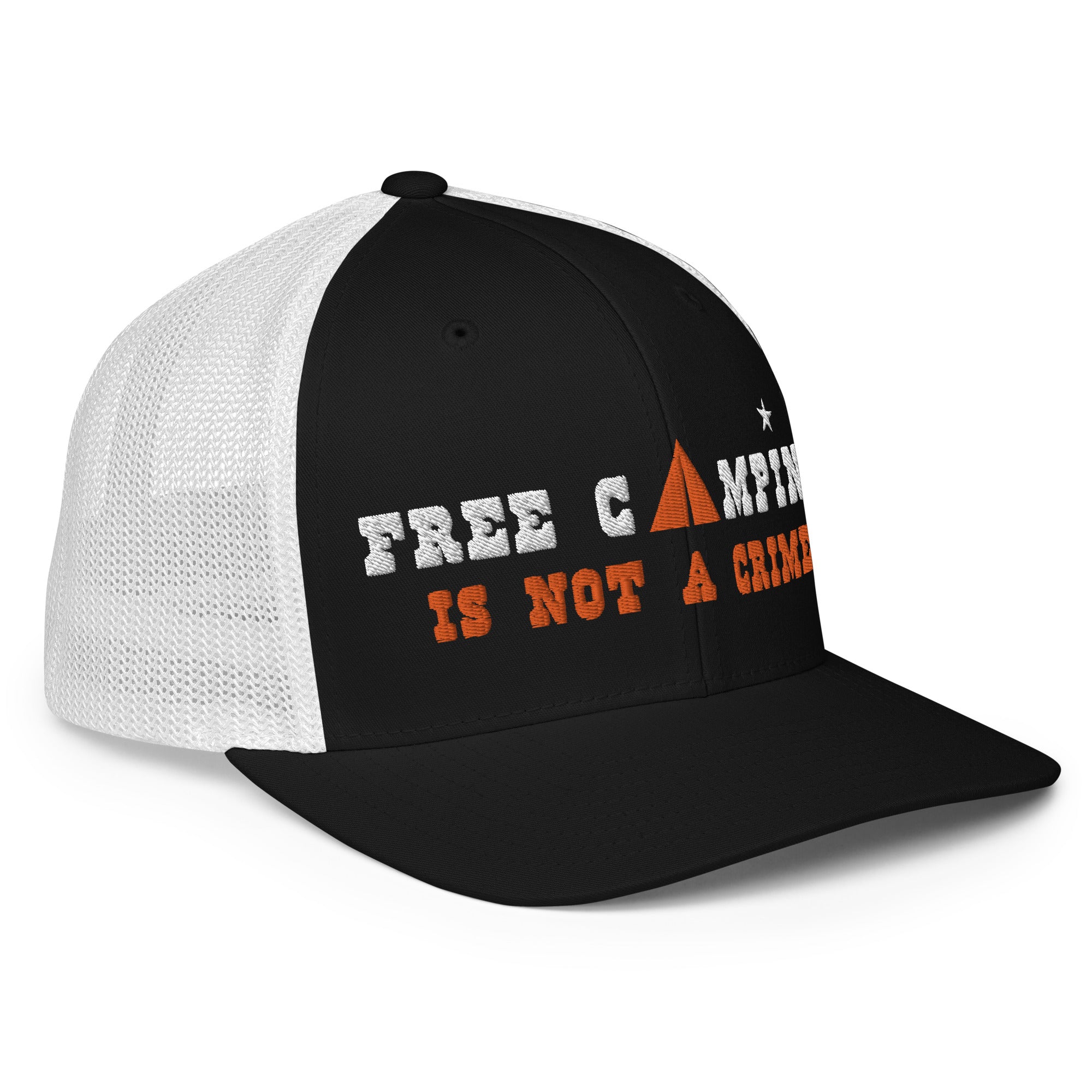 Casquette trucker renforcée Free camping is not a crime white/orange