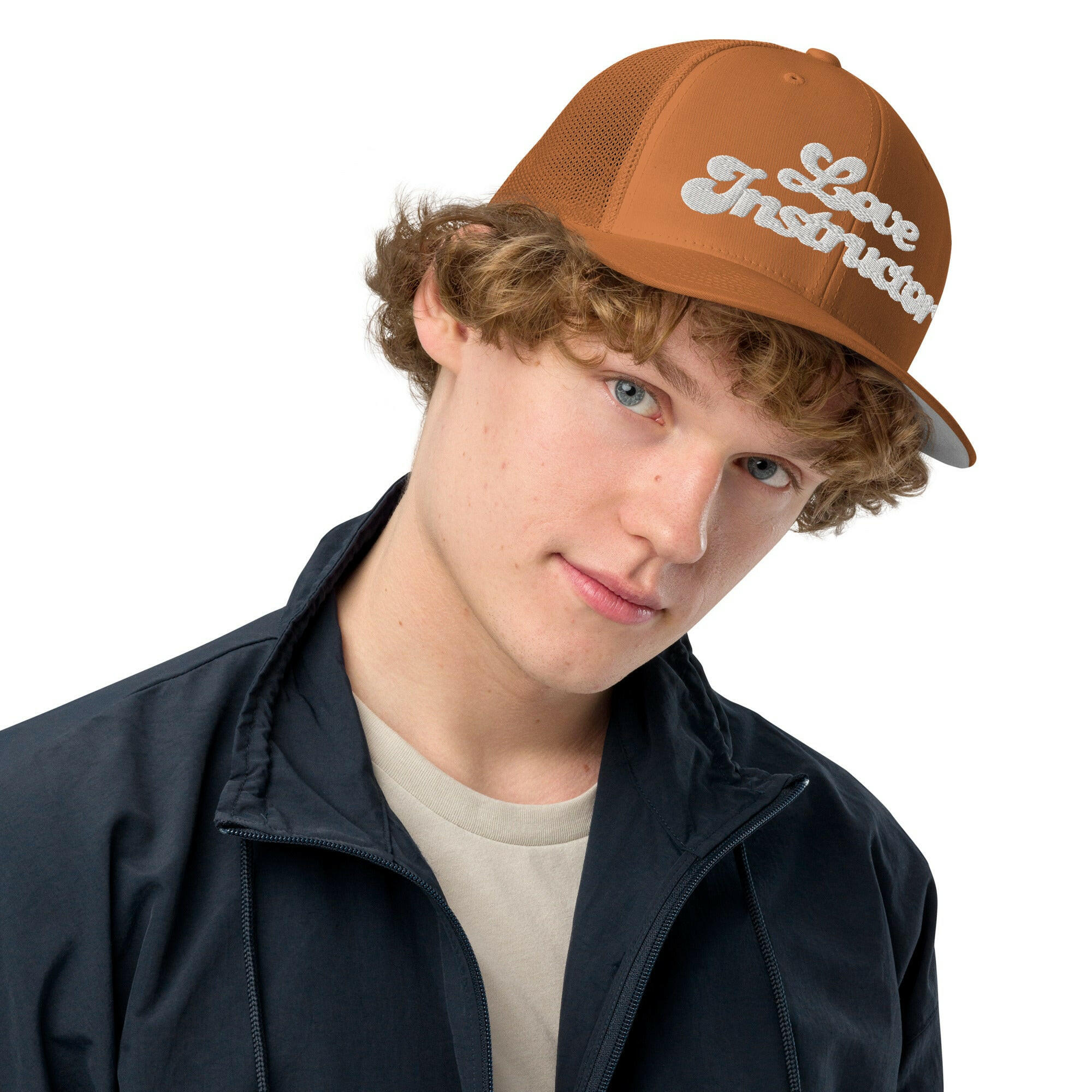 Casquette trucker renforcée Love instructor Blanc