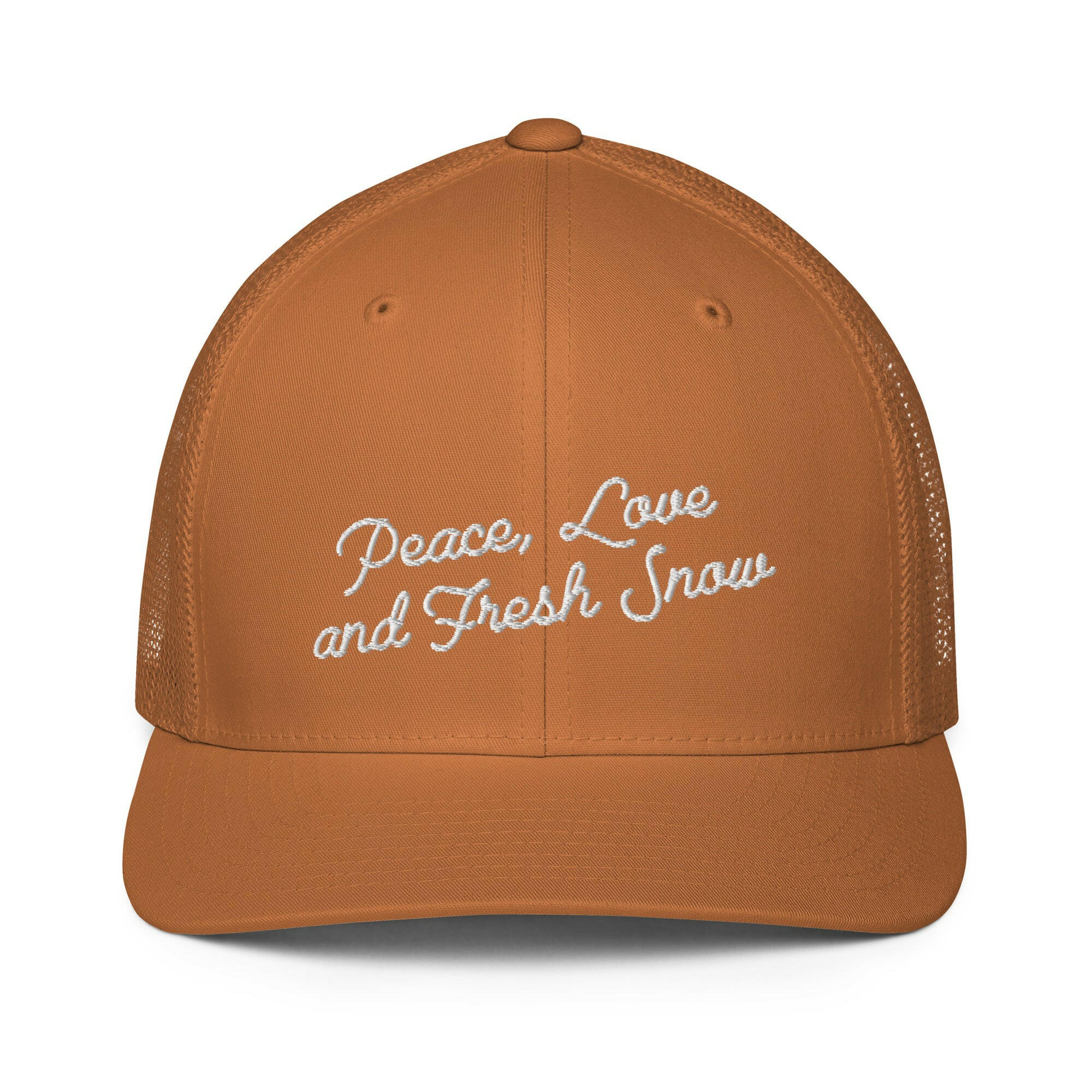 Casquette trucker renforcée Peace, Love and Fresh Snow White letters