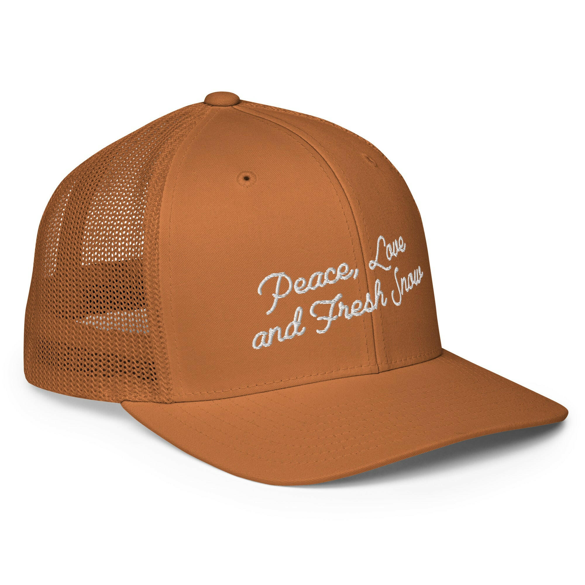 Casquette trucker renforcée Peace, Love and Fresh Snow White letters