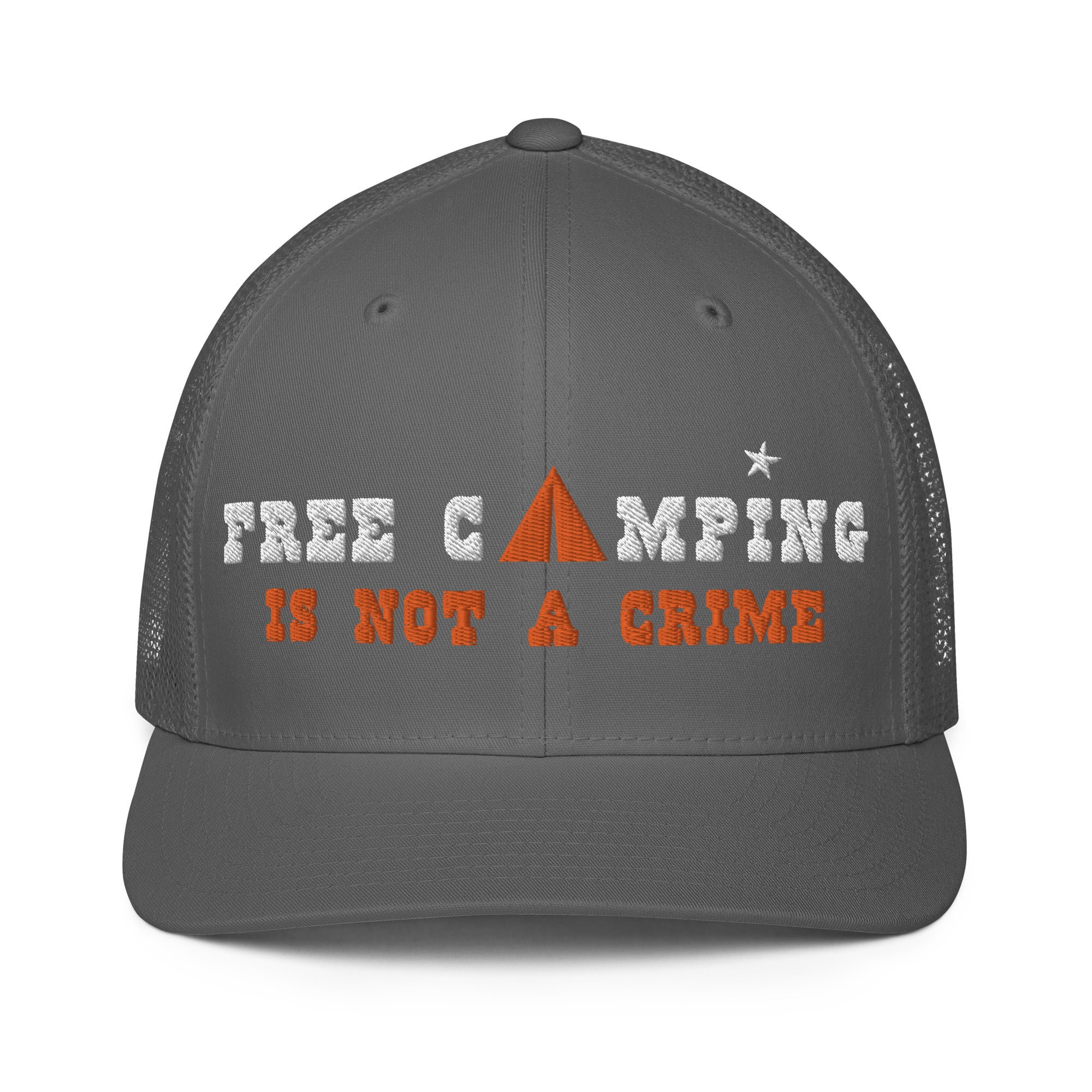 Casquette trucker renforcée Free camping is not a crime white/orange