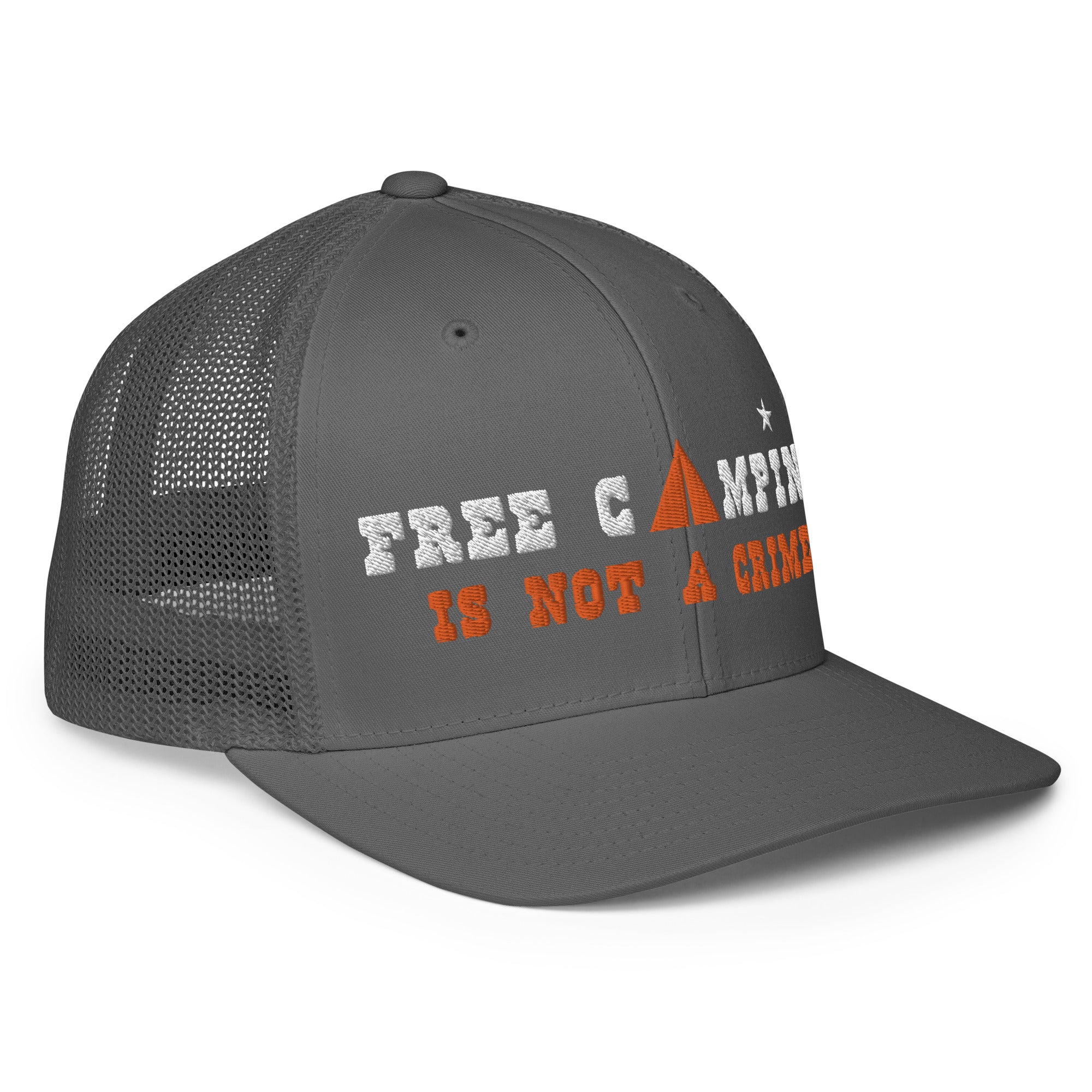 Casquette trucker renforcée Free camping is not a crime white/orange