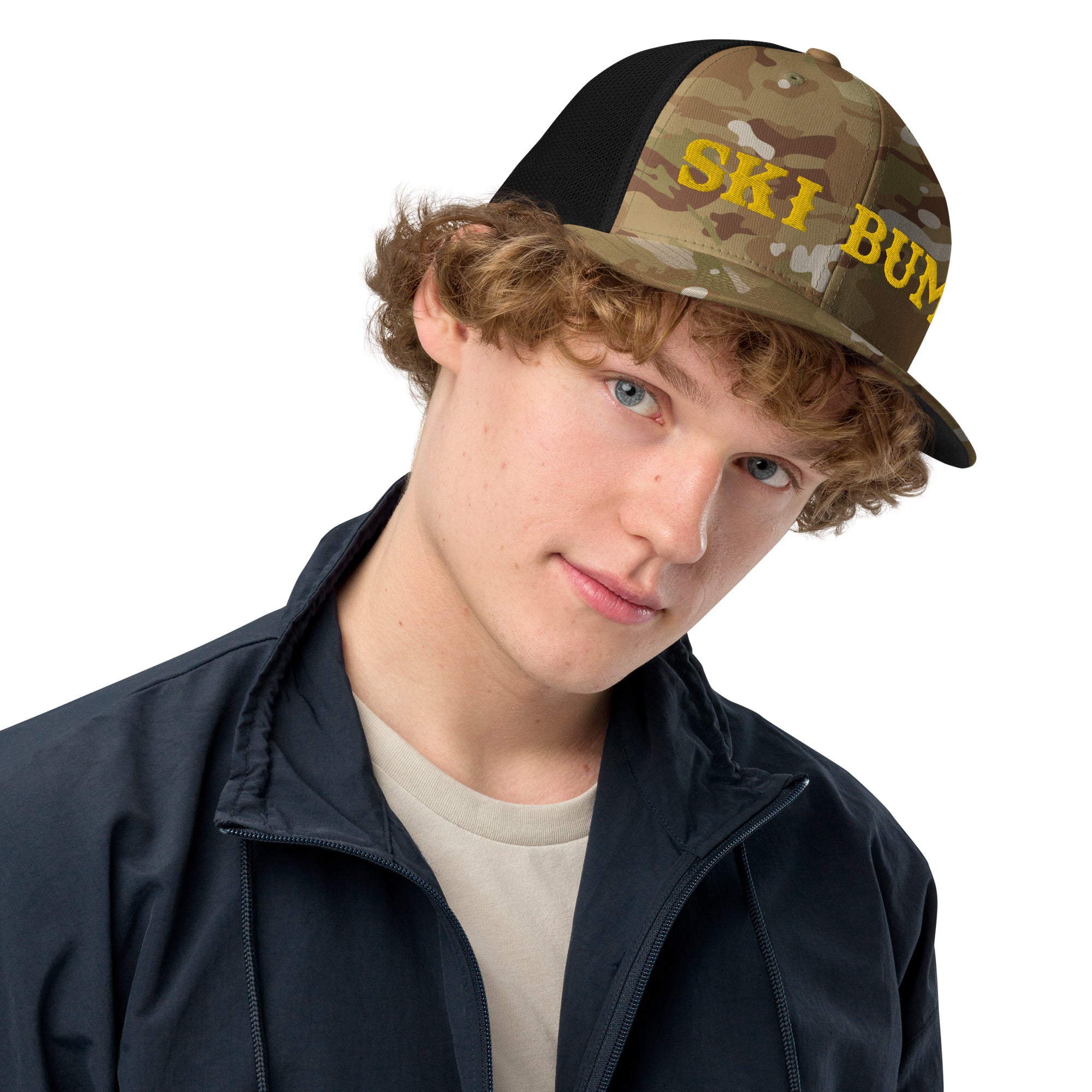 Closed-back trucker cap Ski Bum Gold 3DPuffy