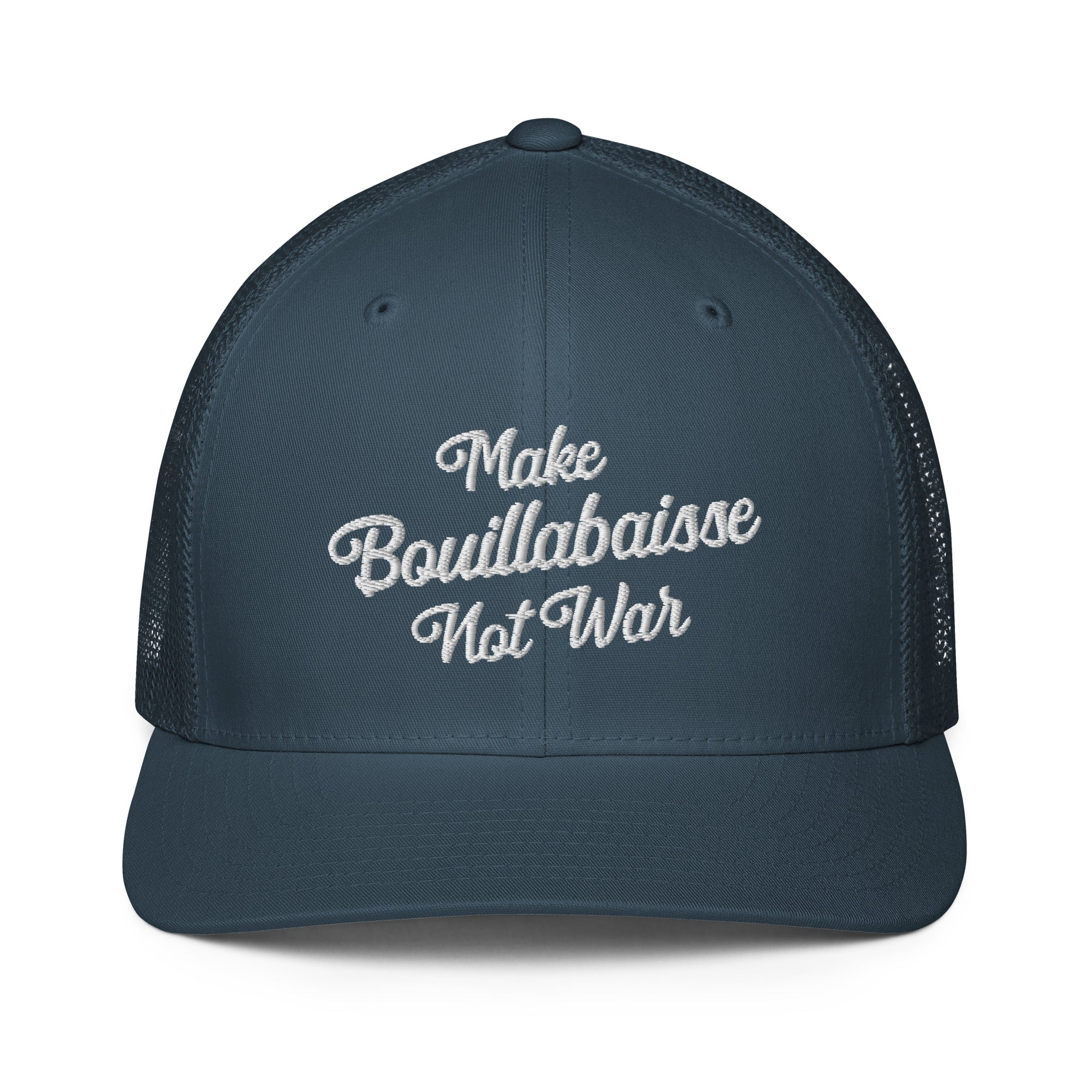 Casquette trucker renforcée Make Bouillabaisse Not War White 3DPuffy