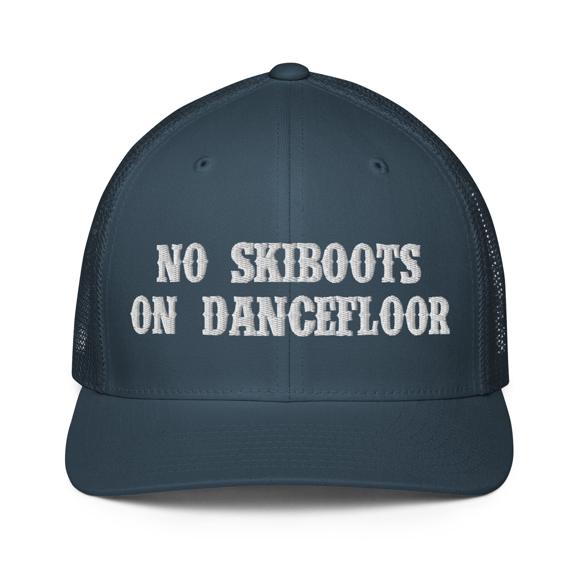 Closed-back trucker cap No Skiboots on Dancefloor White 3DPuffy