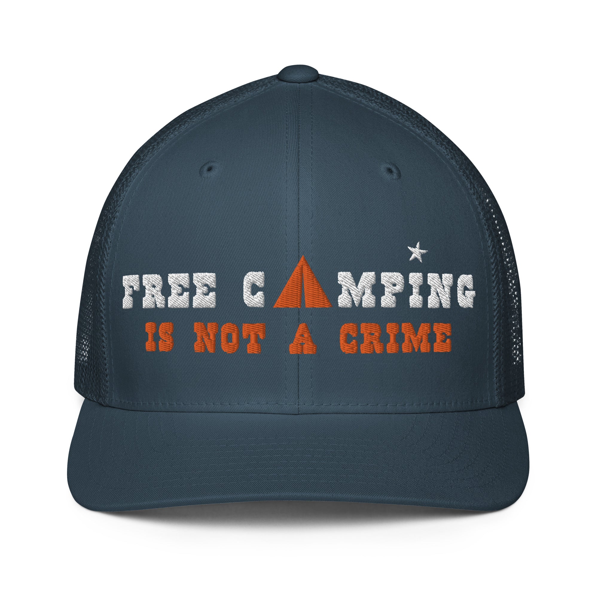 Casquette trucker renforcée Free camping is not a crime white/orange