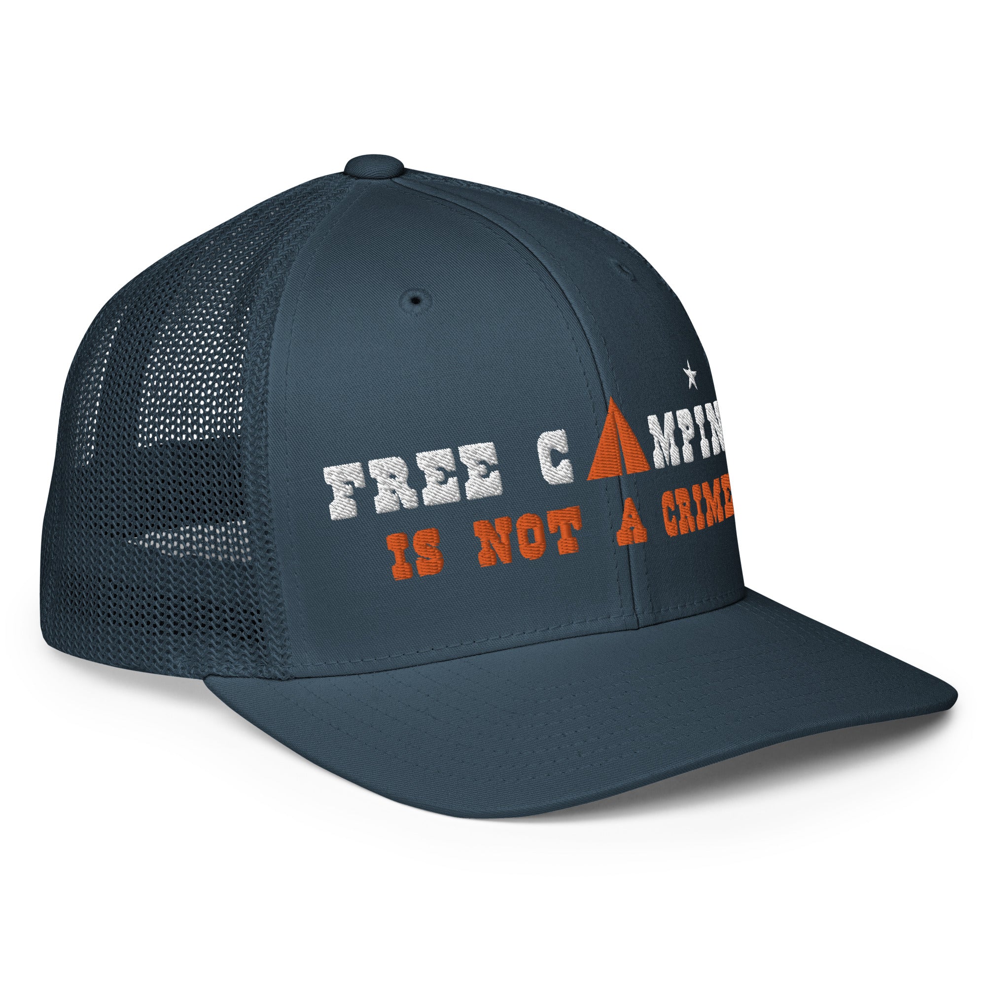 Casquette trucker renforcée Free camping is not a crime white/orange