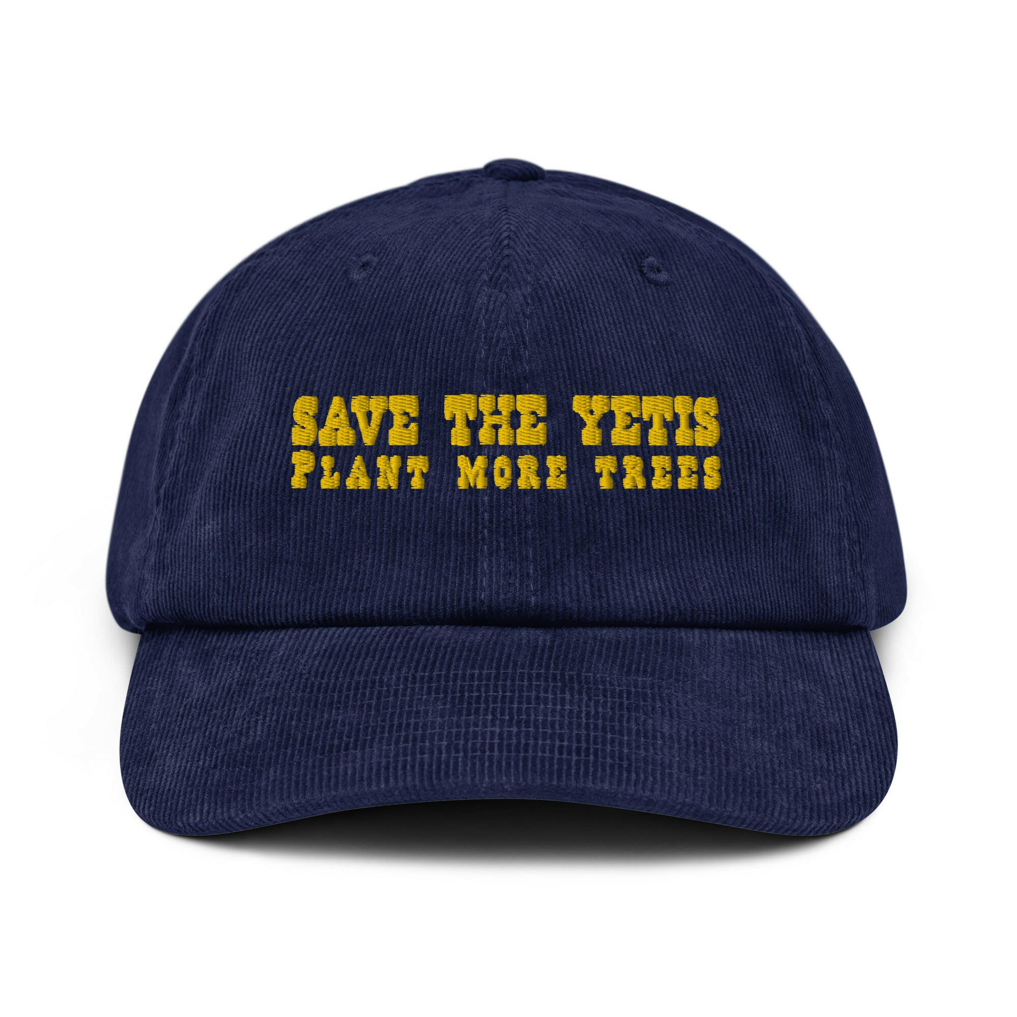 Casquette en velours côtelé Save the Yetis, Plant more Trees