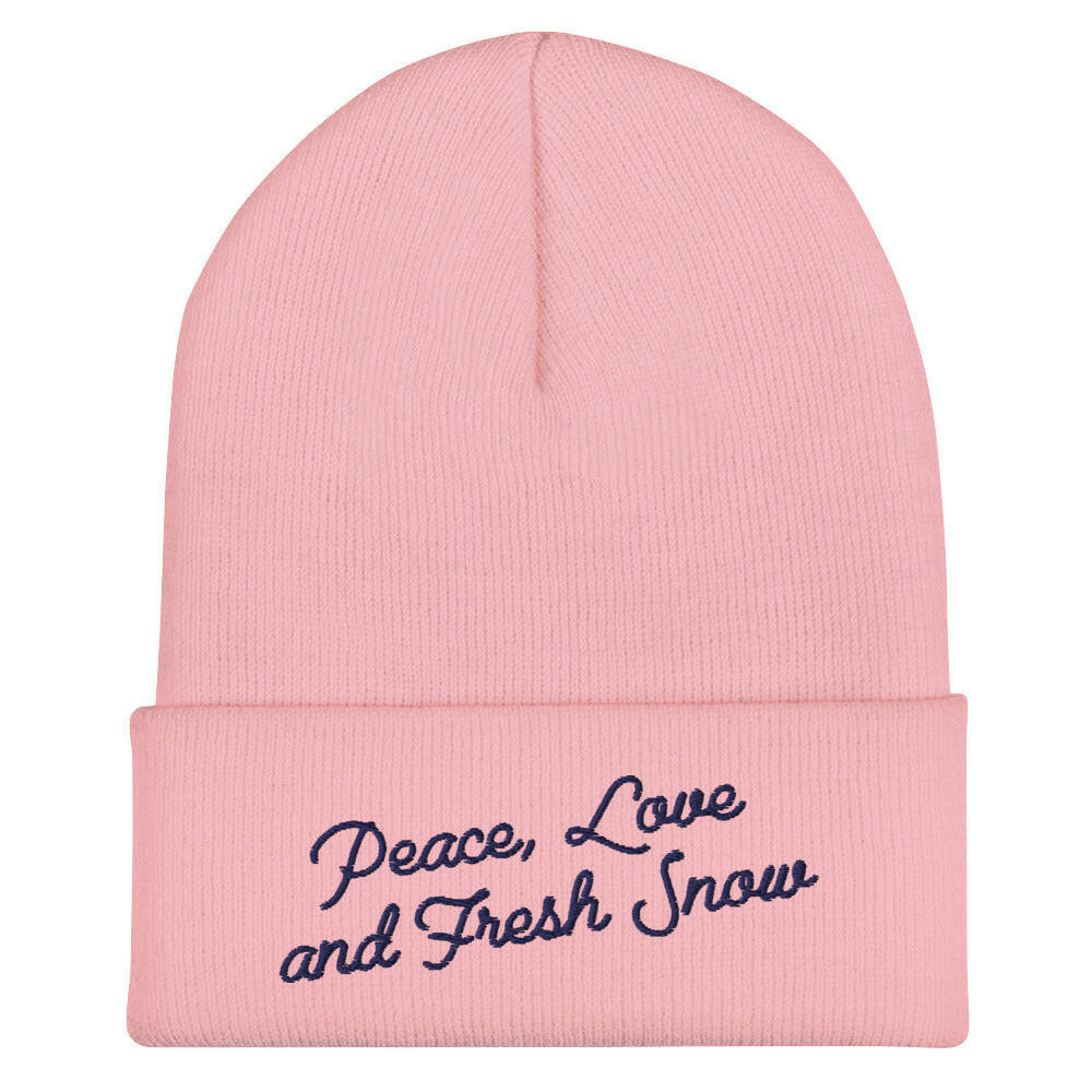 Cuffed Beanie Peace, Love and Fresh Snow Navy