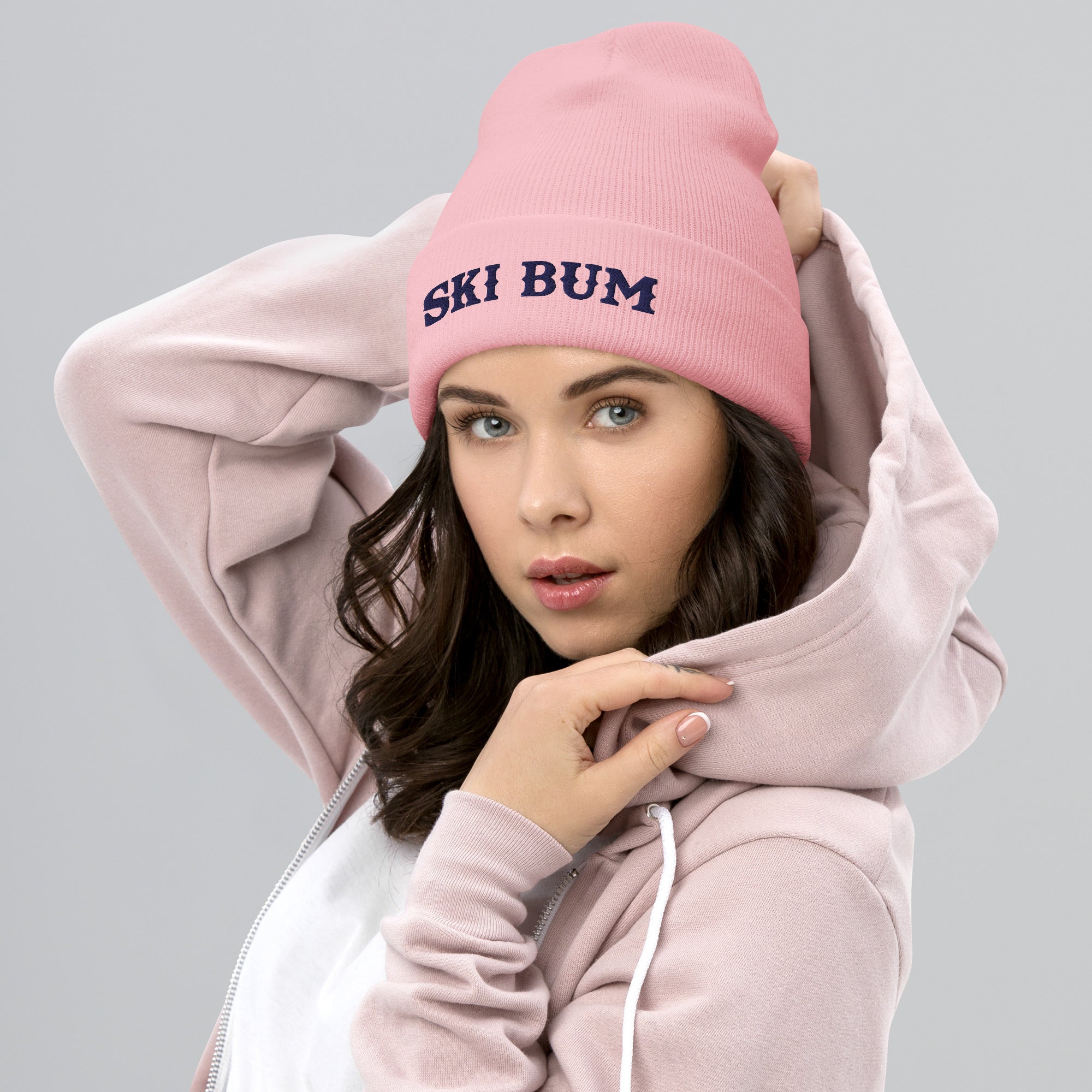 Cuffed Beanie Ski Bum Navy 3DPuffy embroidered pattern