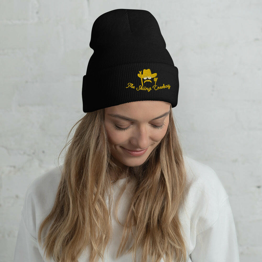 Cuffed Beanie The Skiing Cowboy Gold