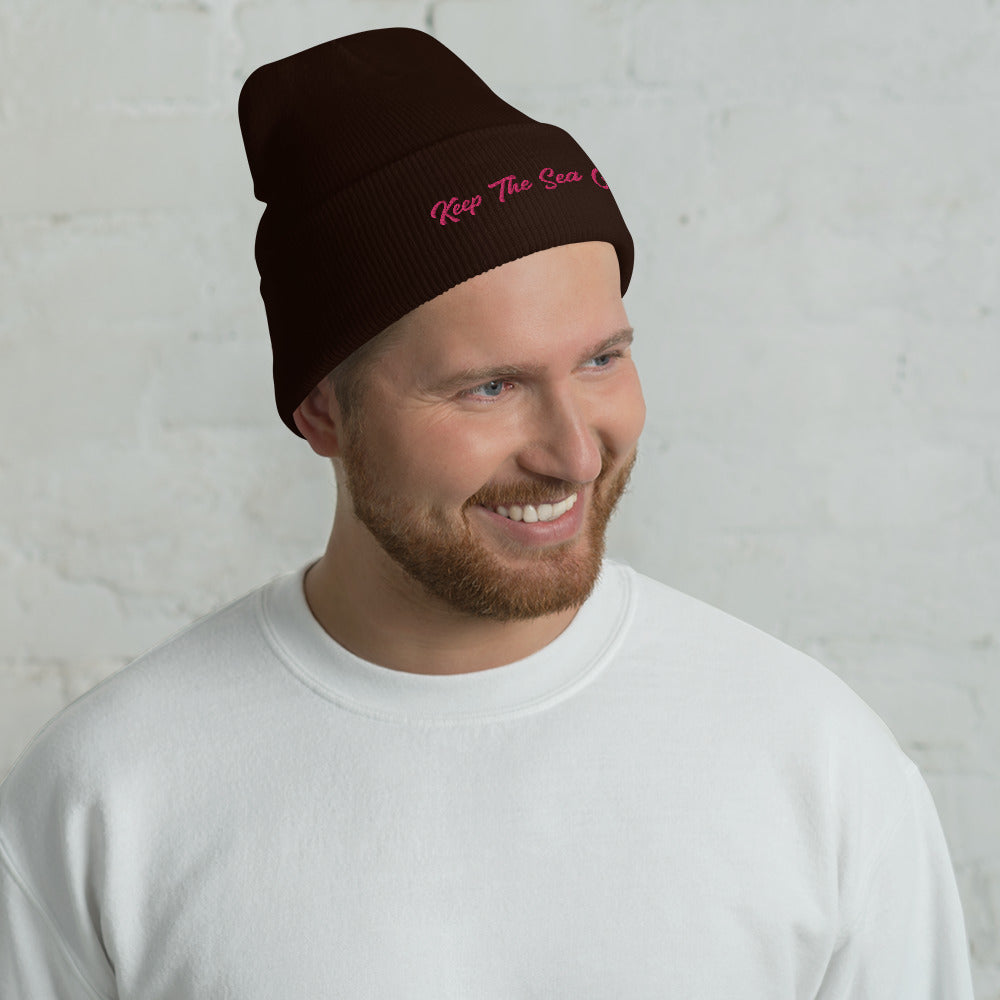 Cuffed Beanie Keep The Sea Clean Flamingo