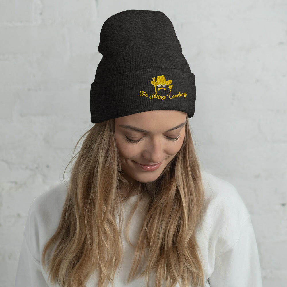 Cuffed Beanie The Skiing Cowboy Gold