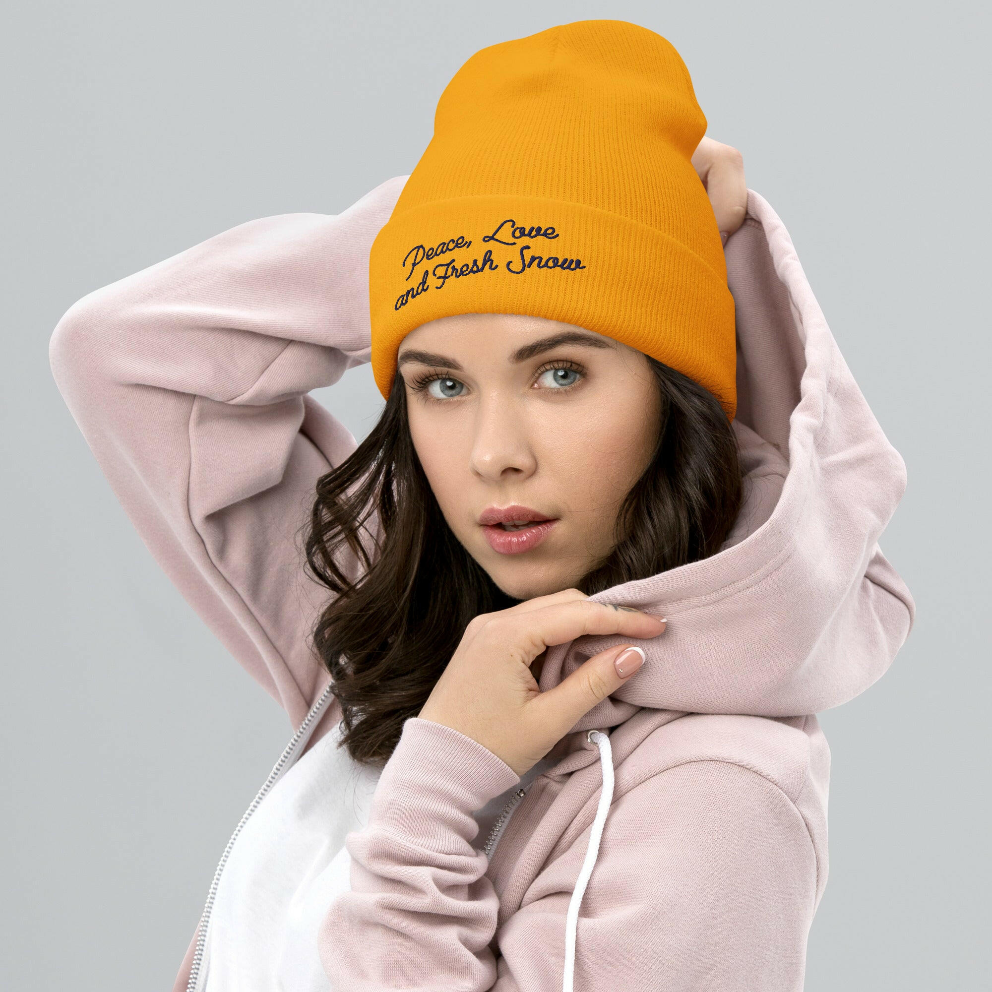 Bonnet old school à revers Peace, Love and Fresh Snow Navy