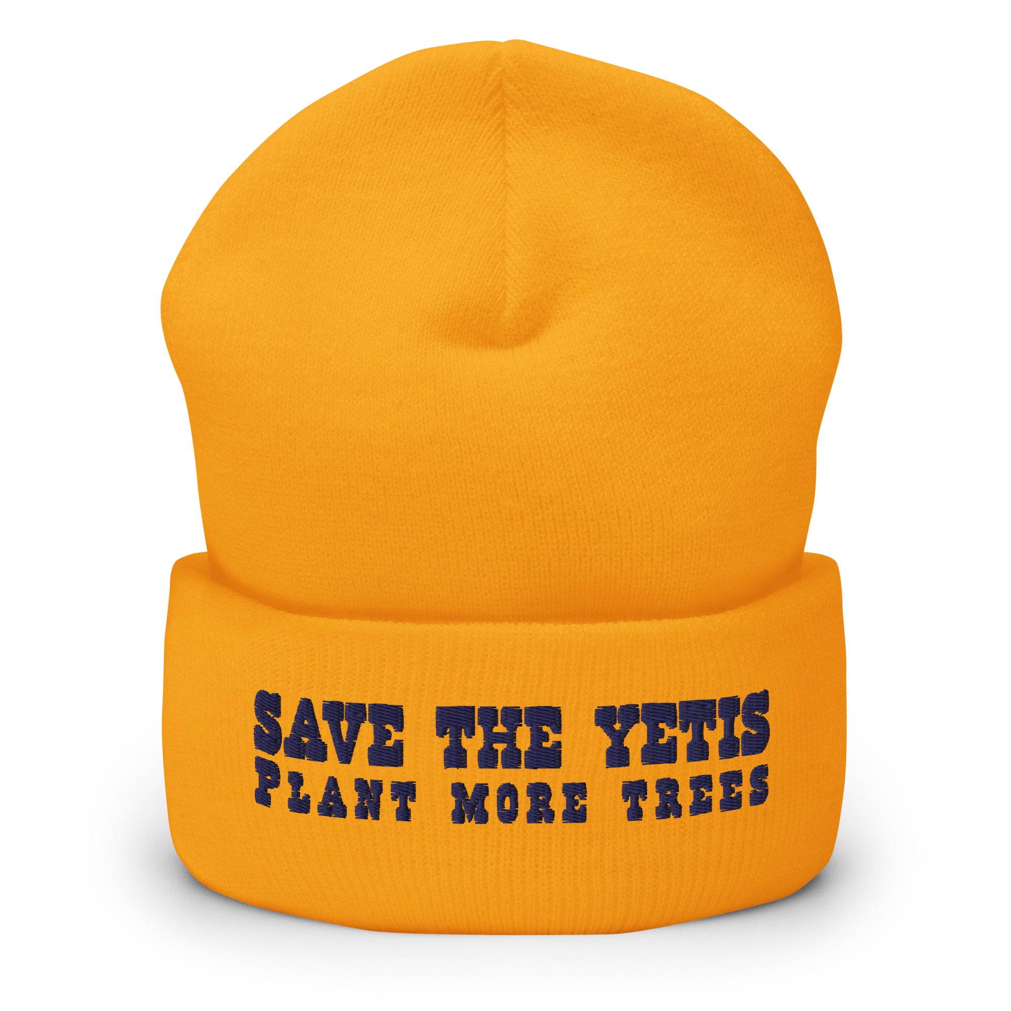 Cuffed Beanie Save the Yetis, Plant more Trees Navy