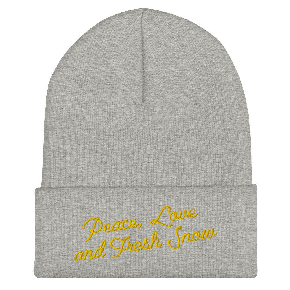 Bonnet old school à revers Peace, Love and Fresh Snow Gold