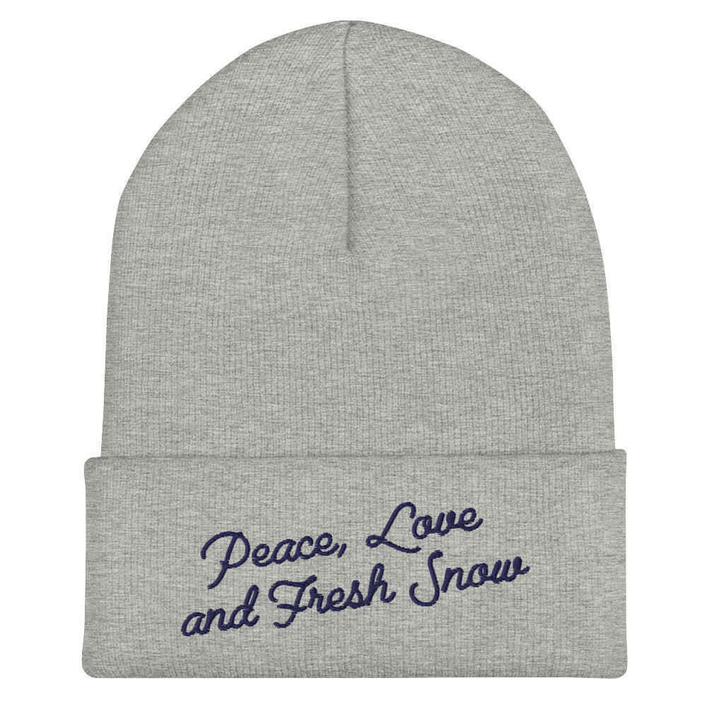 Cuffed Beanie Peace, Love and Fresh Snow Navy