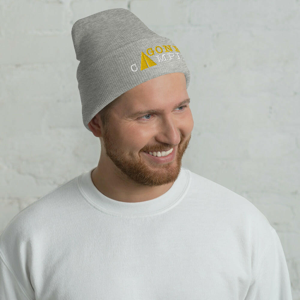 Cuffed Beanie Gone Camping White/Gold