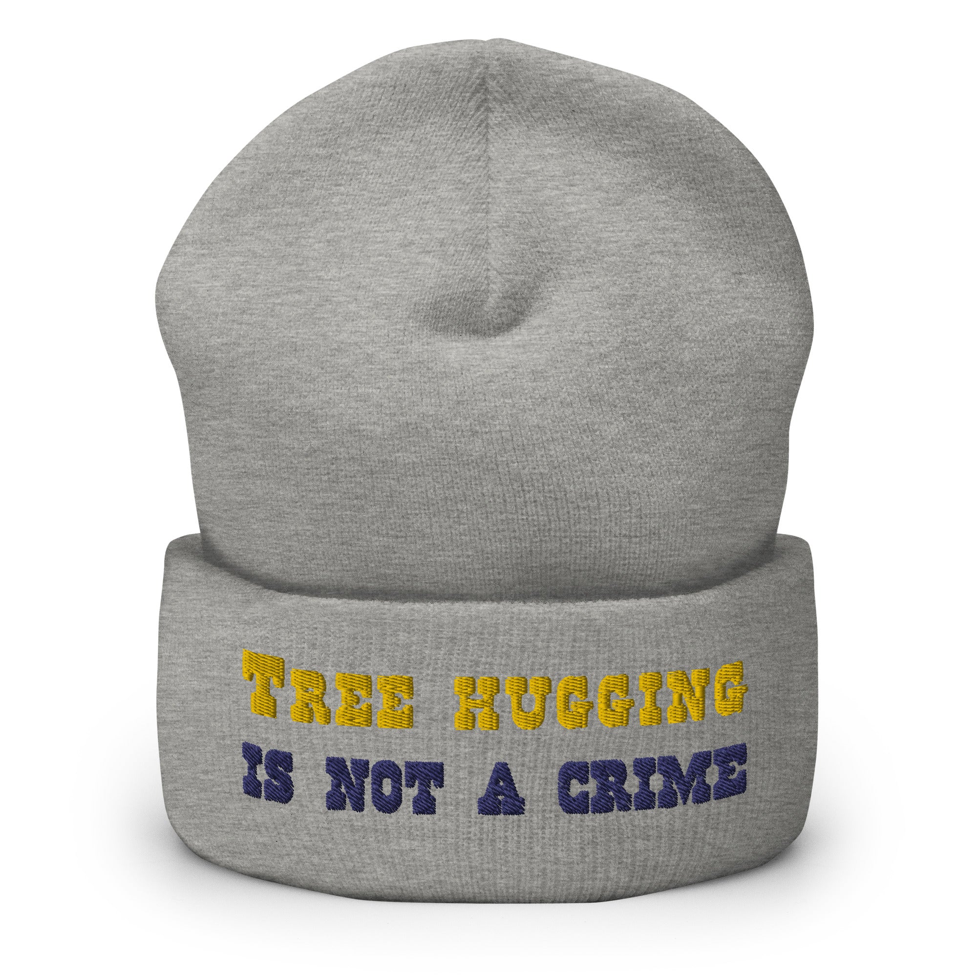 Cuffed Beanie Tree Hugging is not a crime Gold/Navy