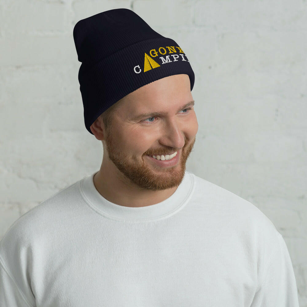 Cuffed Beanie Gone Camping White/Gold