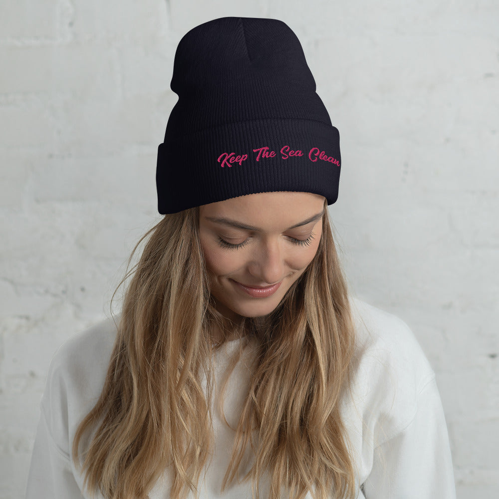 Cuffed Beanie Keep The Sea Clean Flamingo