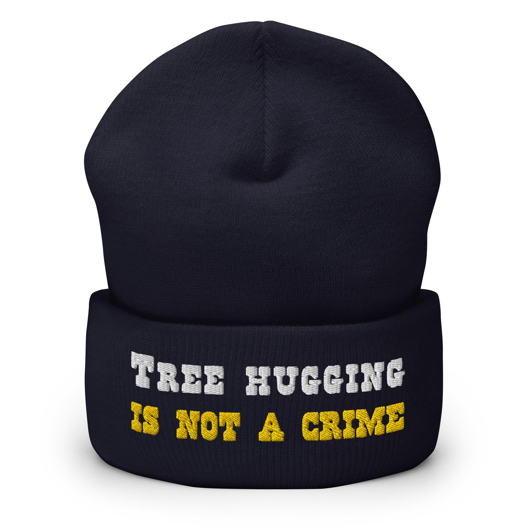 Bonnet old school à revers Tree Hugging is not a crime White/Gold
