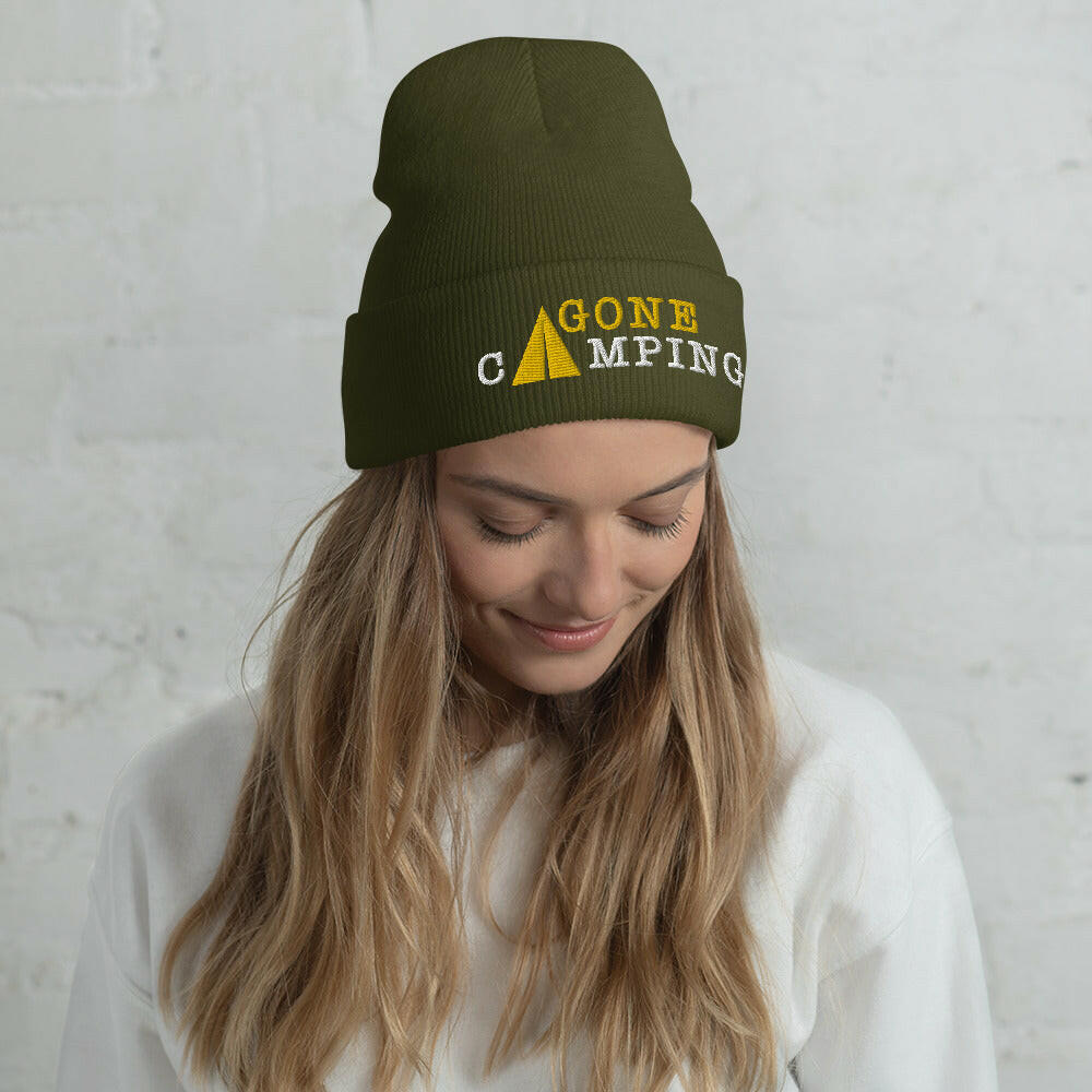 Cuffed Beanie Gone Camping White/Gold