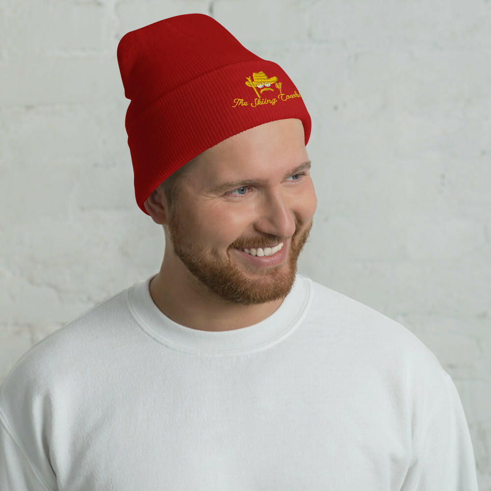 Cuffed Beanie The Skiing Cowboy Gold