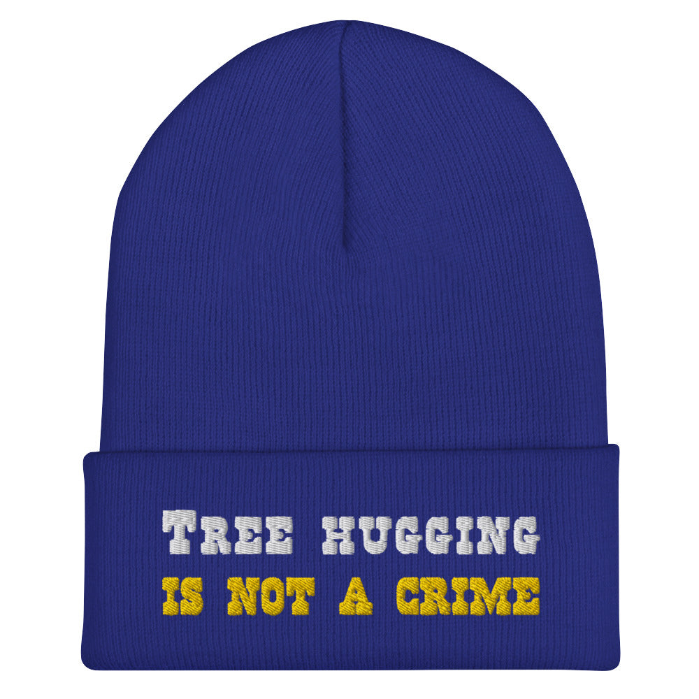 Bonnet old school à revers Tree Hugging is not a crime White/Gold