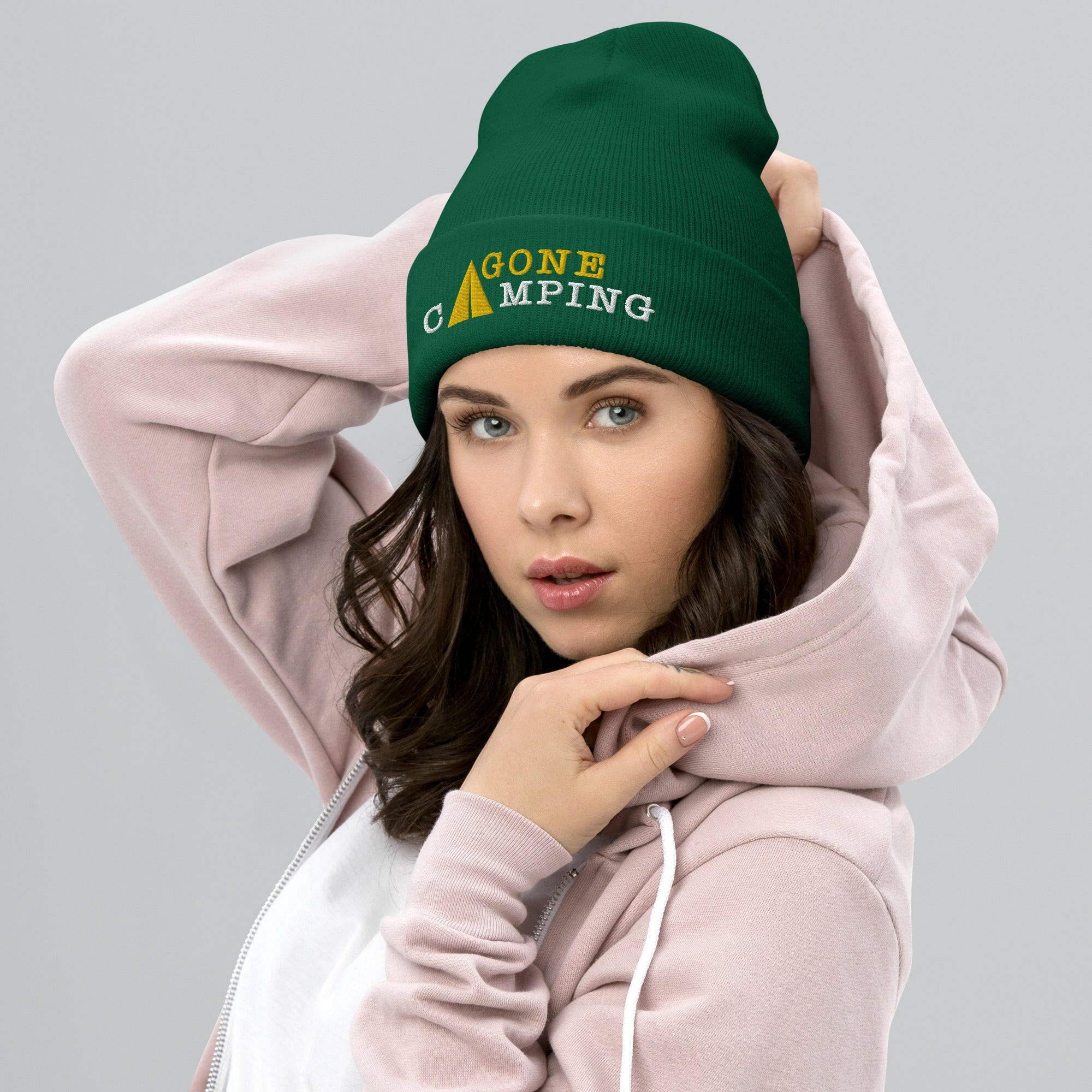 Cuffed Beanie Gone Camping White/Gold