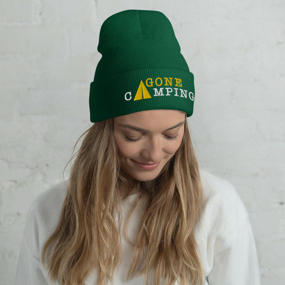 Cuffed Beanie Gone Camping White/Gold