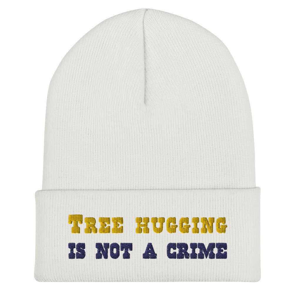 Cuffed Beanie Tree Hugging is not a crime Gold/Navy