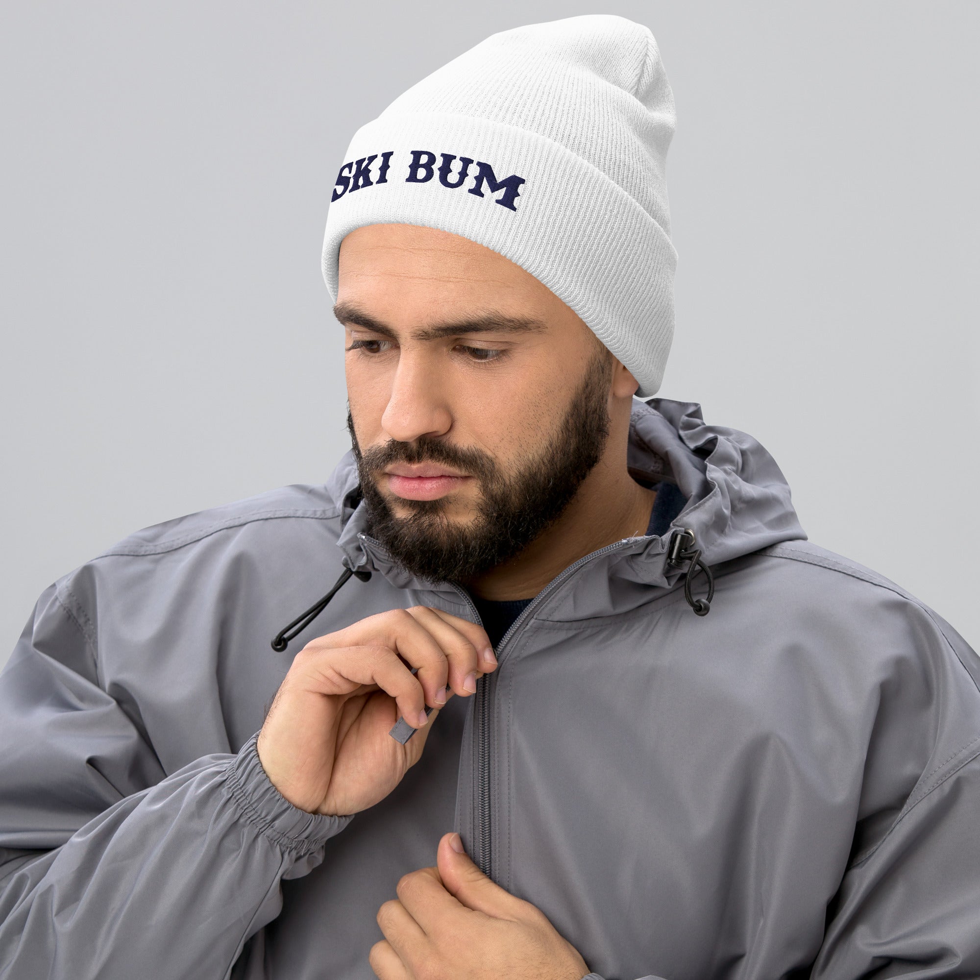 Bonnet old school à revers Ski Bum Navy broderie 3DPuffy