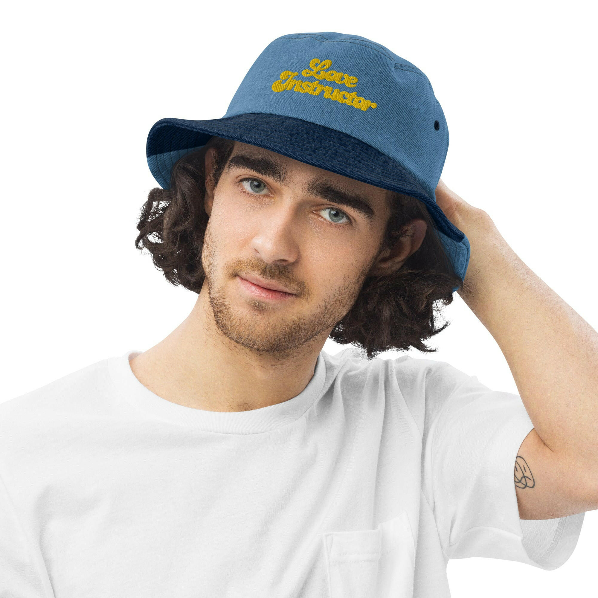 Denim bucket hat Love instructor