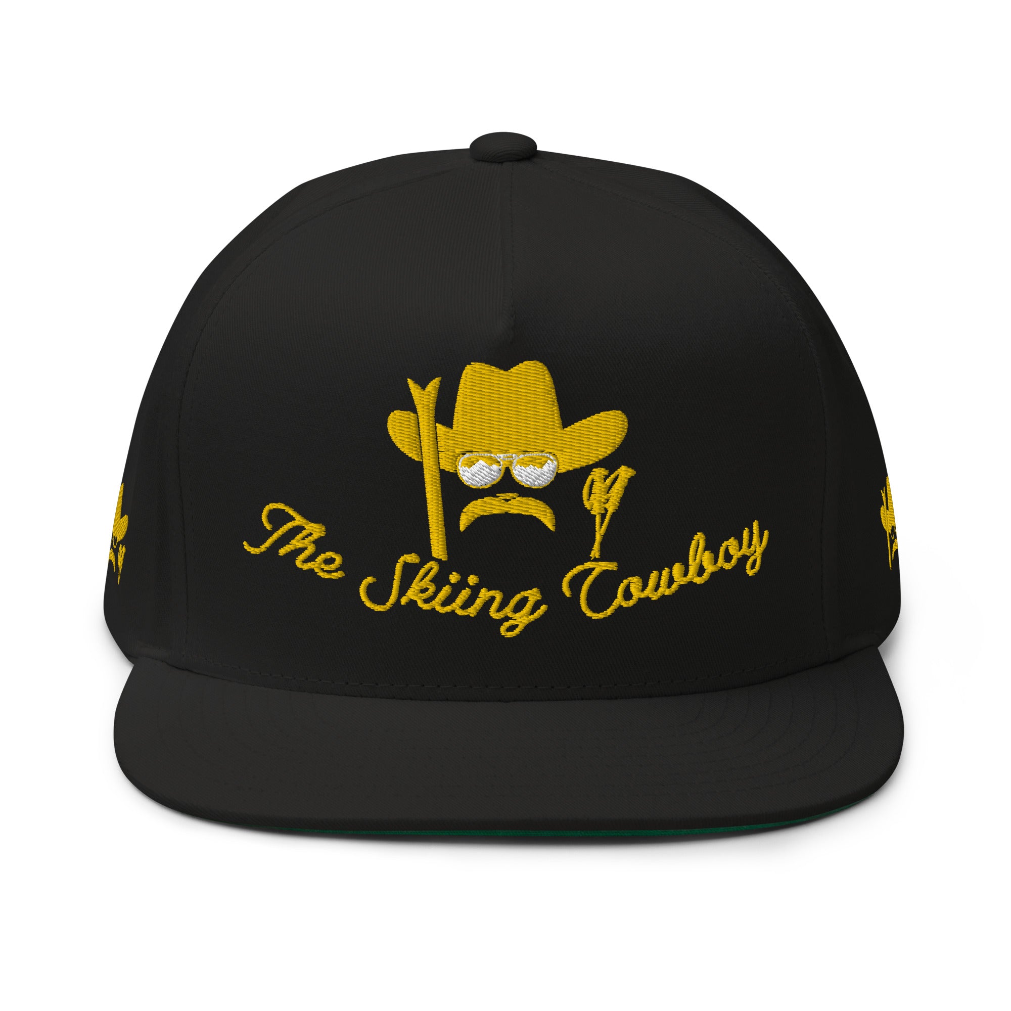 Flat Bill Cap The Skiing Cowboy Gold embroidered pattern (3 sides)