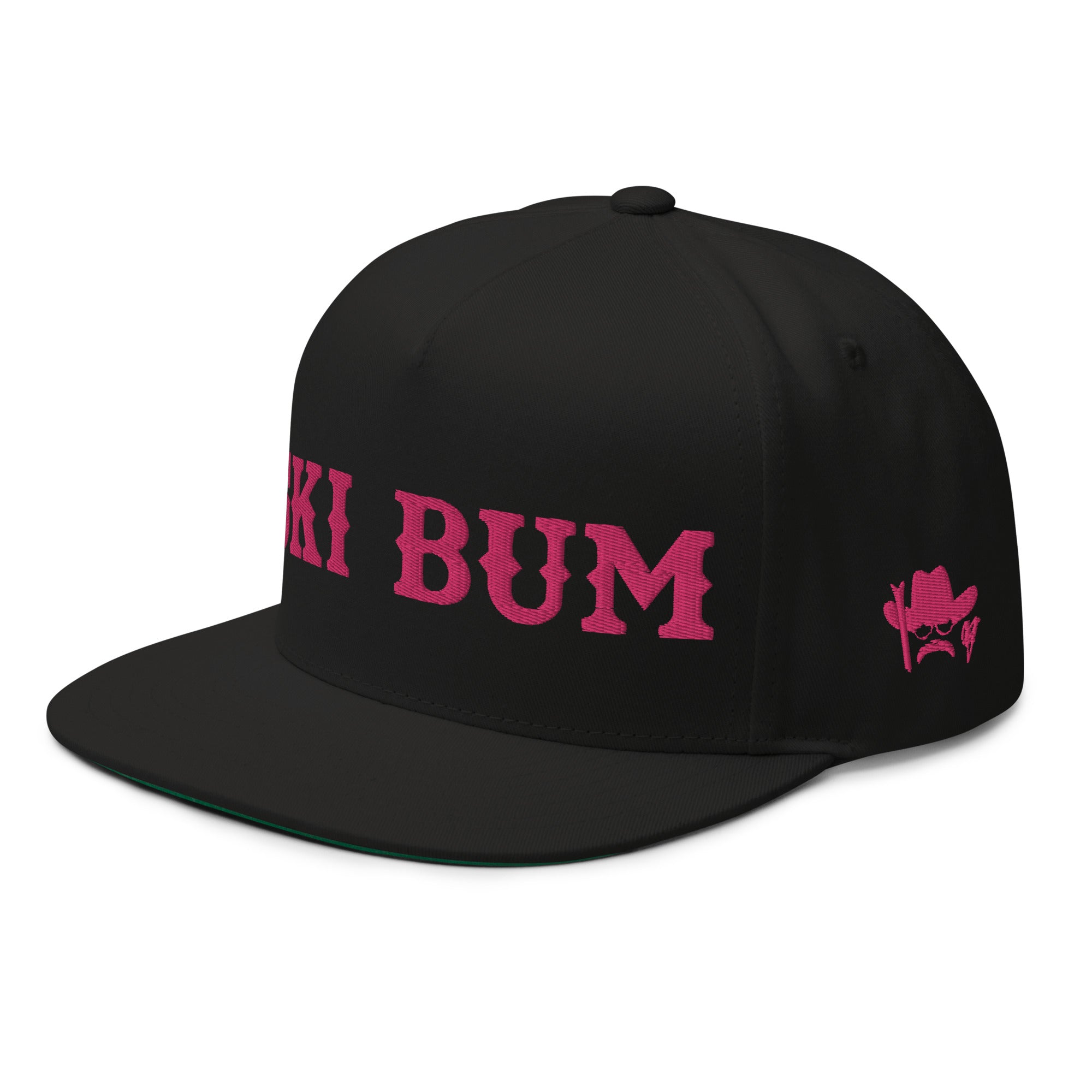 Flat Bill Cap Ski Bum Flamingo embroidered pattern (3 sides)