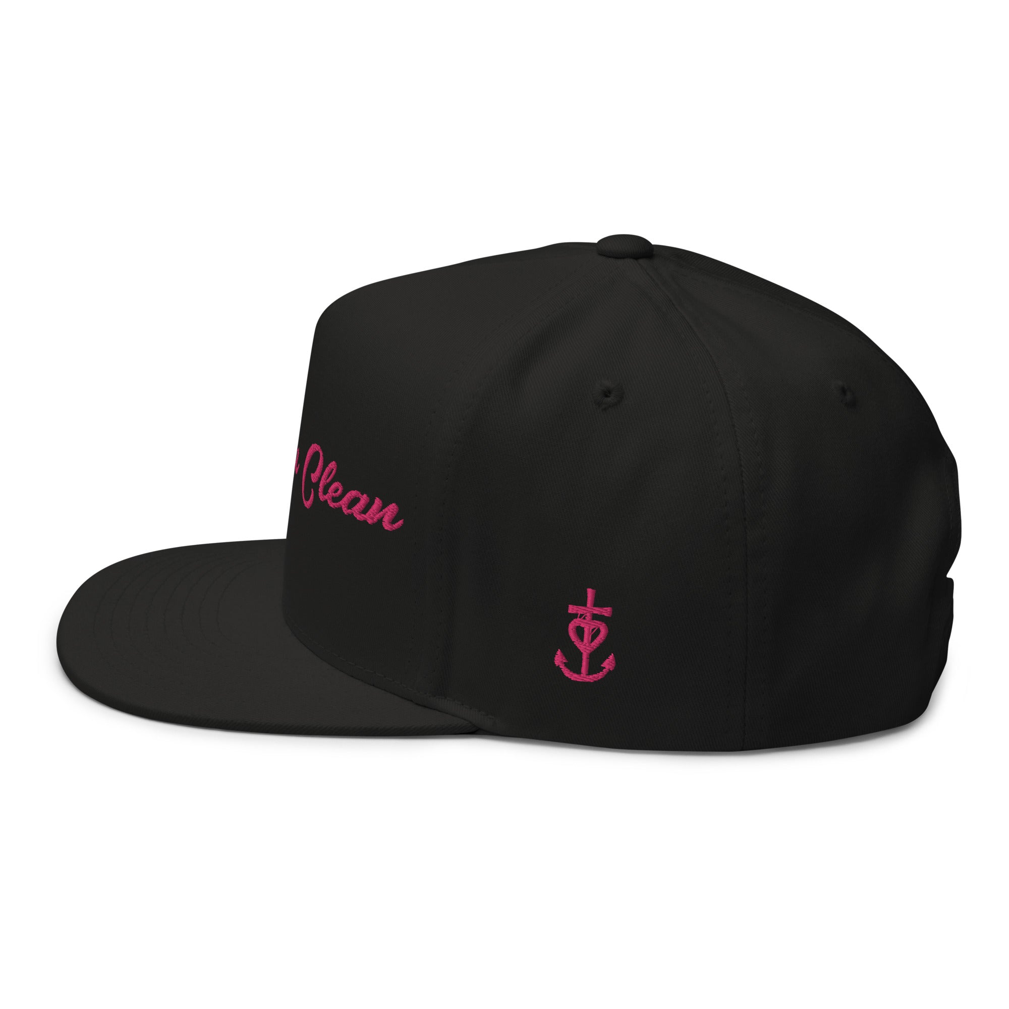 Casquette à Visière Plate en coton sergé Keep The Sea Clean Flamingo brodé sur 3 côtés