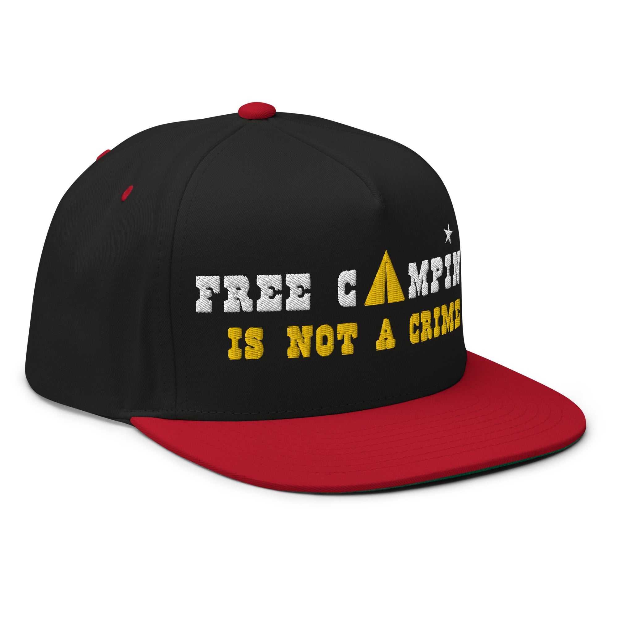 Casquette à Visière Plate en coton sergé Free camping is not a crime white/yellow