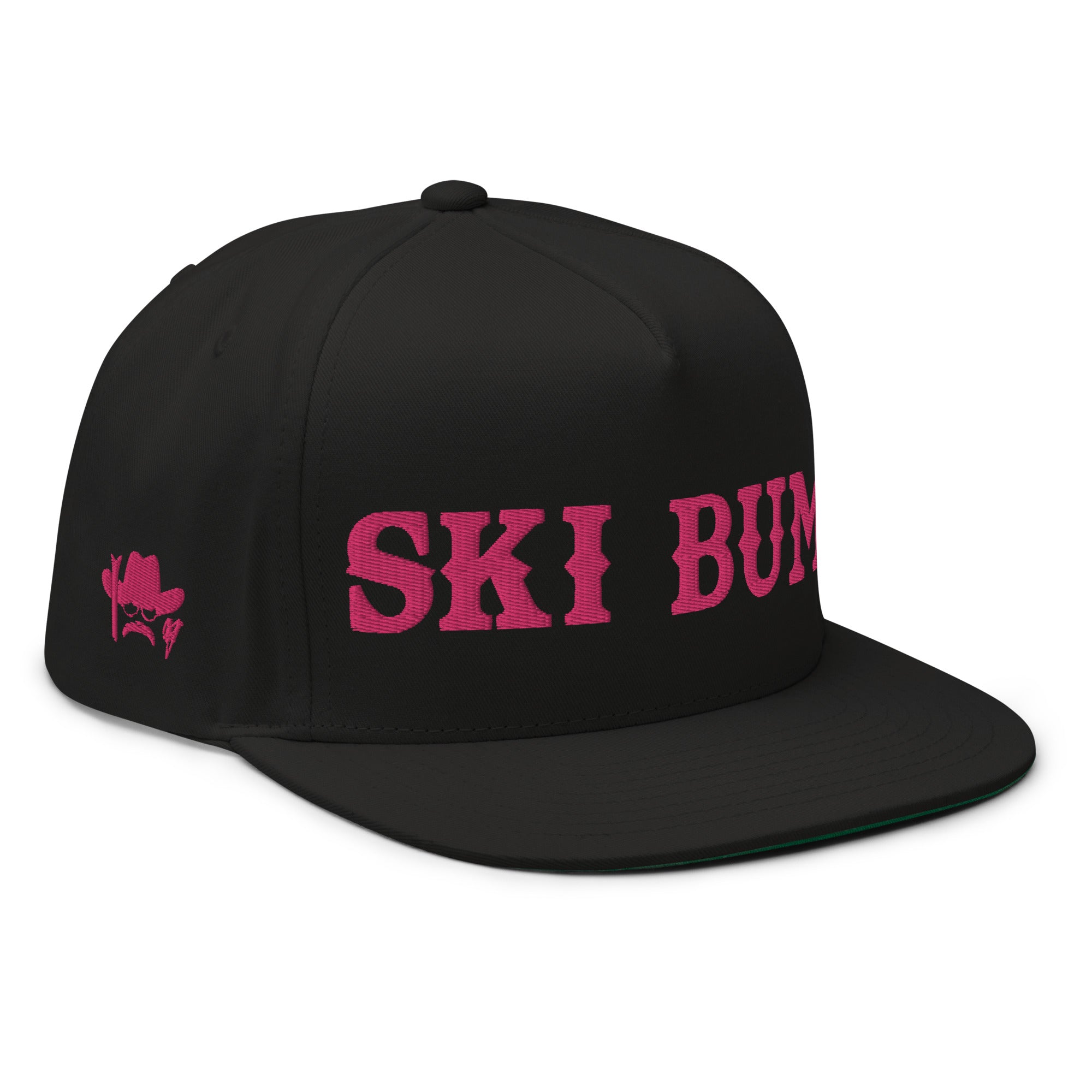 Flat Bill Cap Ski Bum Flamingo embroidered pattern (3 sides)