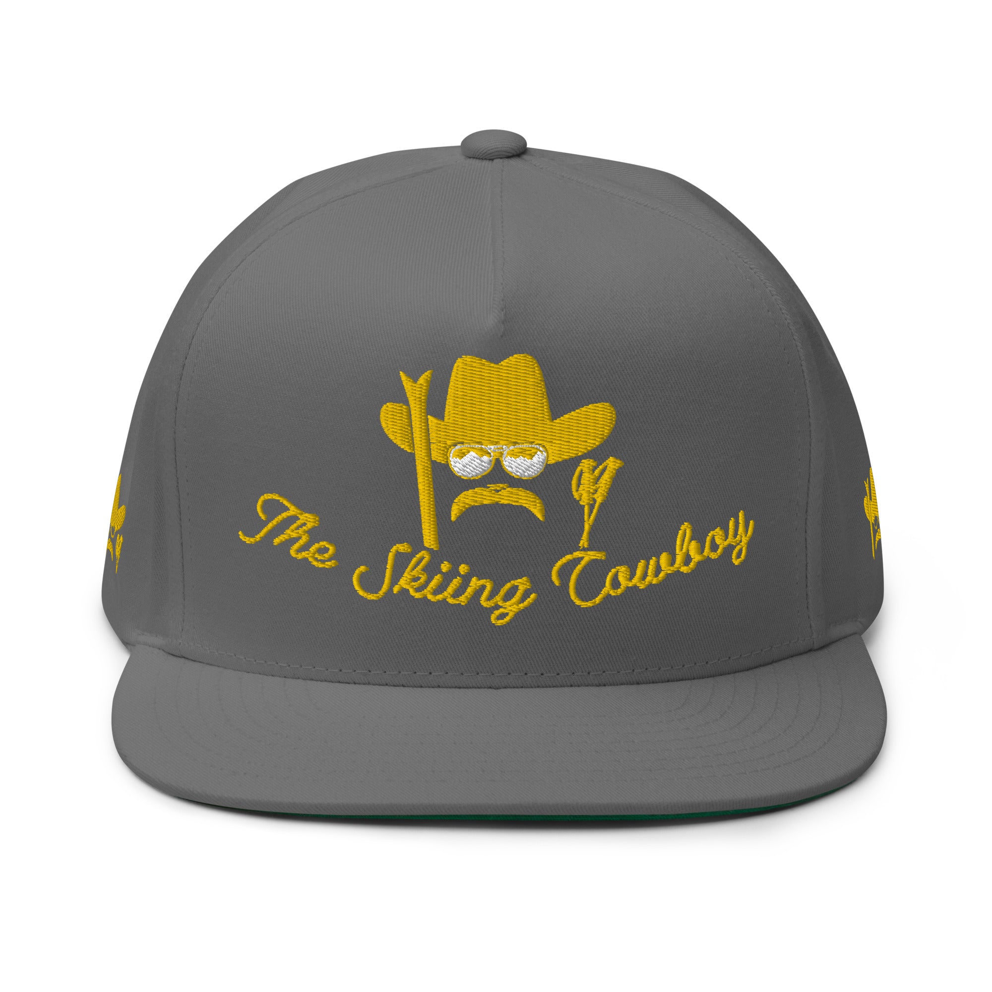 Casquette à Visière Plate en coton sergé The Skiing Cowboy Gold brodé sur 3 côtés