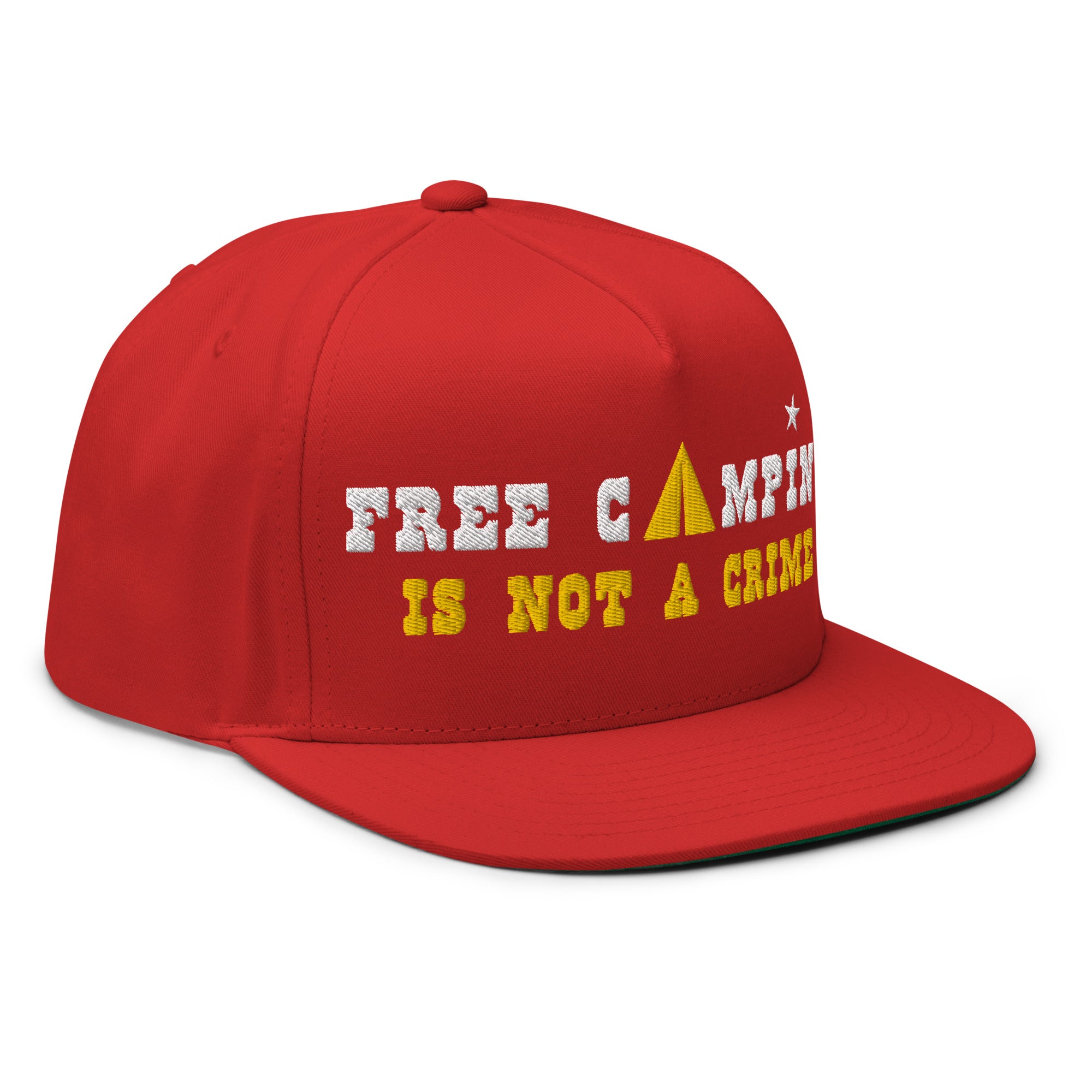 Casquette à Visière Plate en coton sergé Free camping is not a crime white/yellow