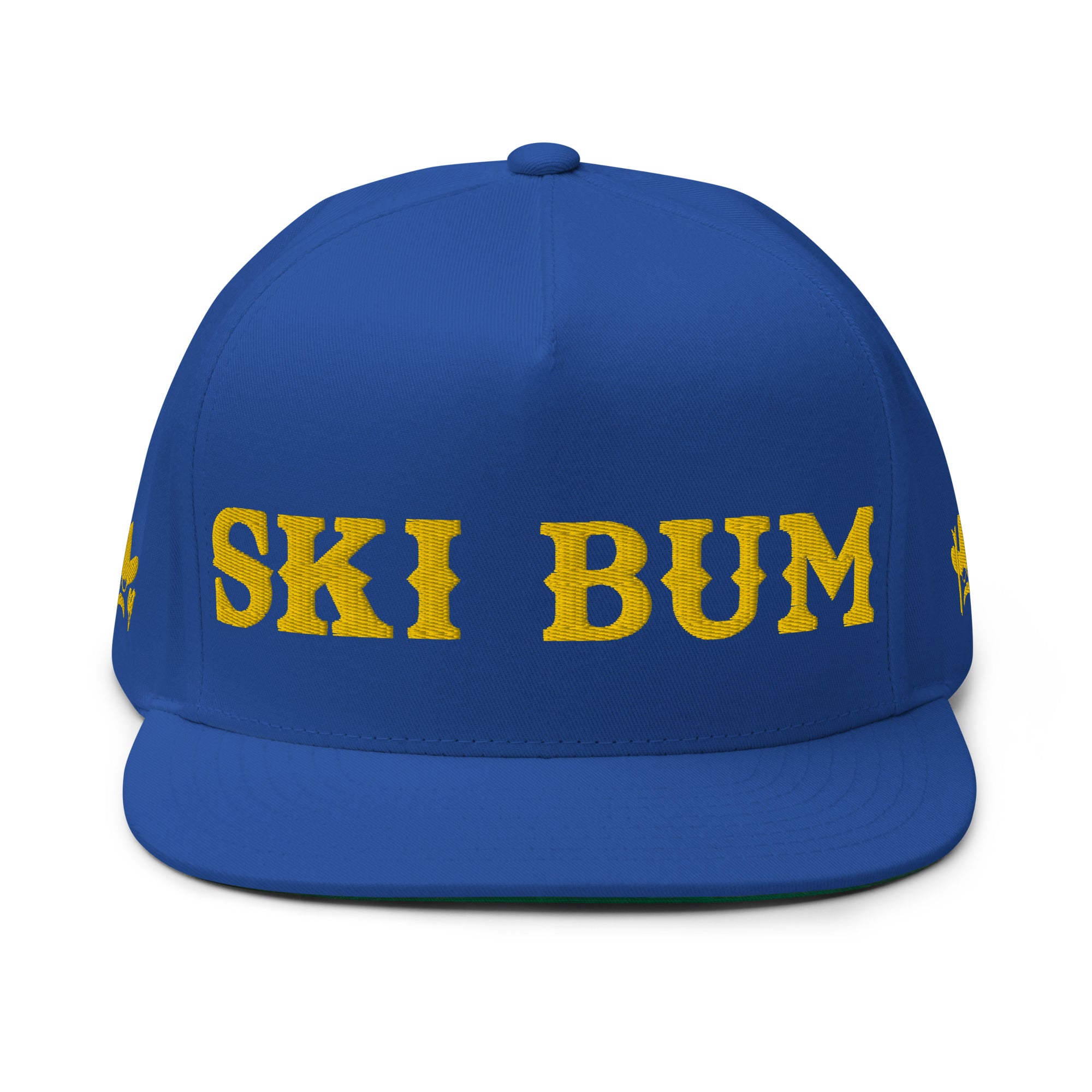 Flat Bill Cap Ski Bum Gold embroidered pattern (3 sides)