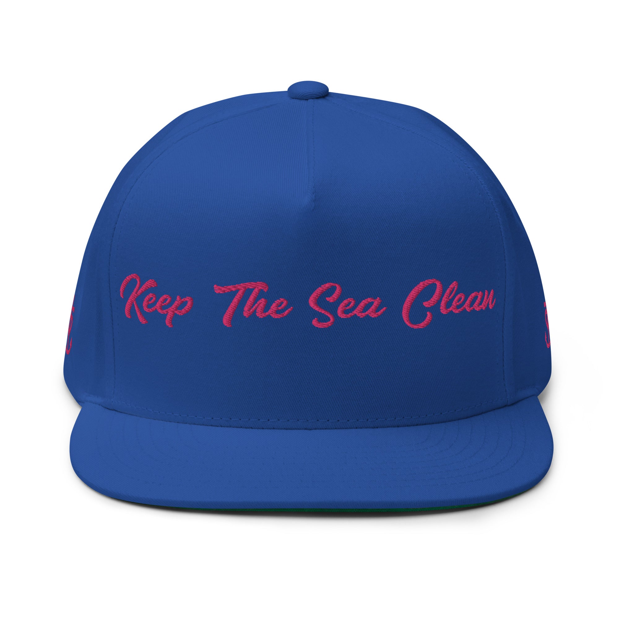 Casquette à Visière Plate en coton sergé Keep The Sea Clean Flamingo brodé sur 3 côtés