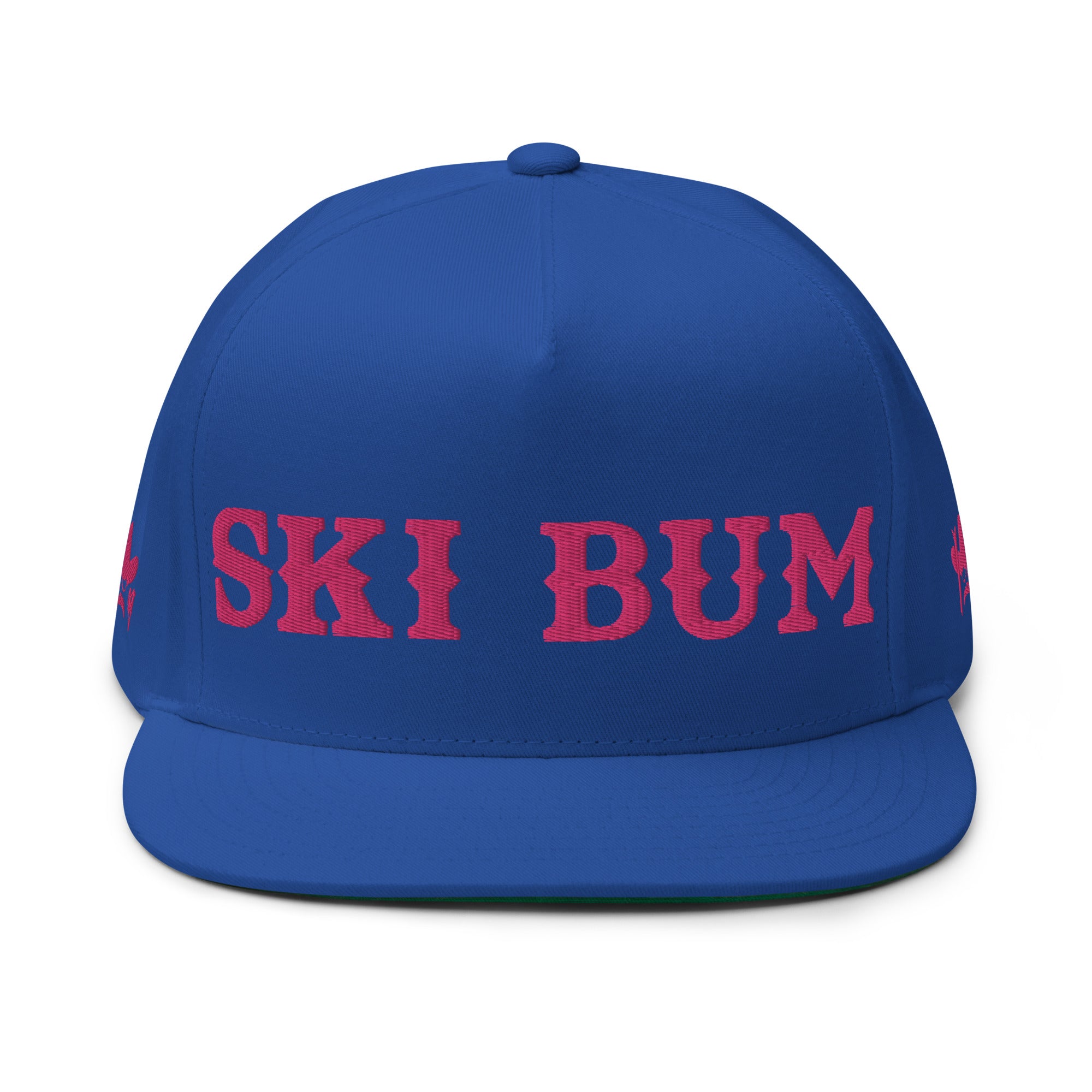 Flat Bill Cap Ski Bum Flamingo embroidered pattern (3 sides)