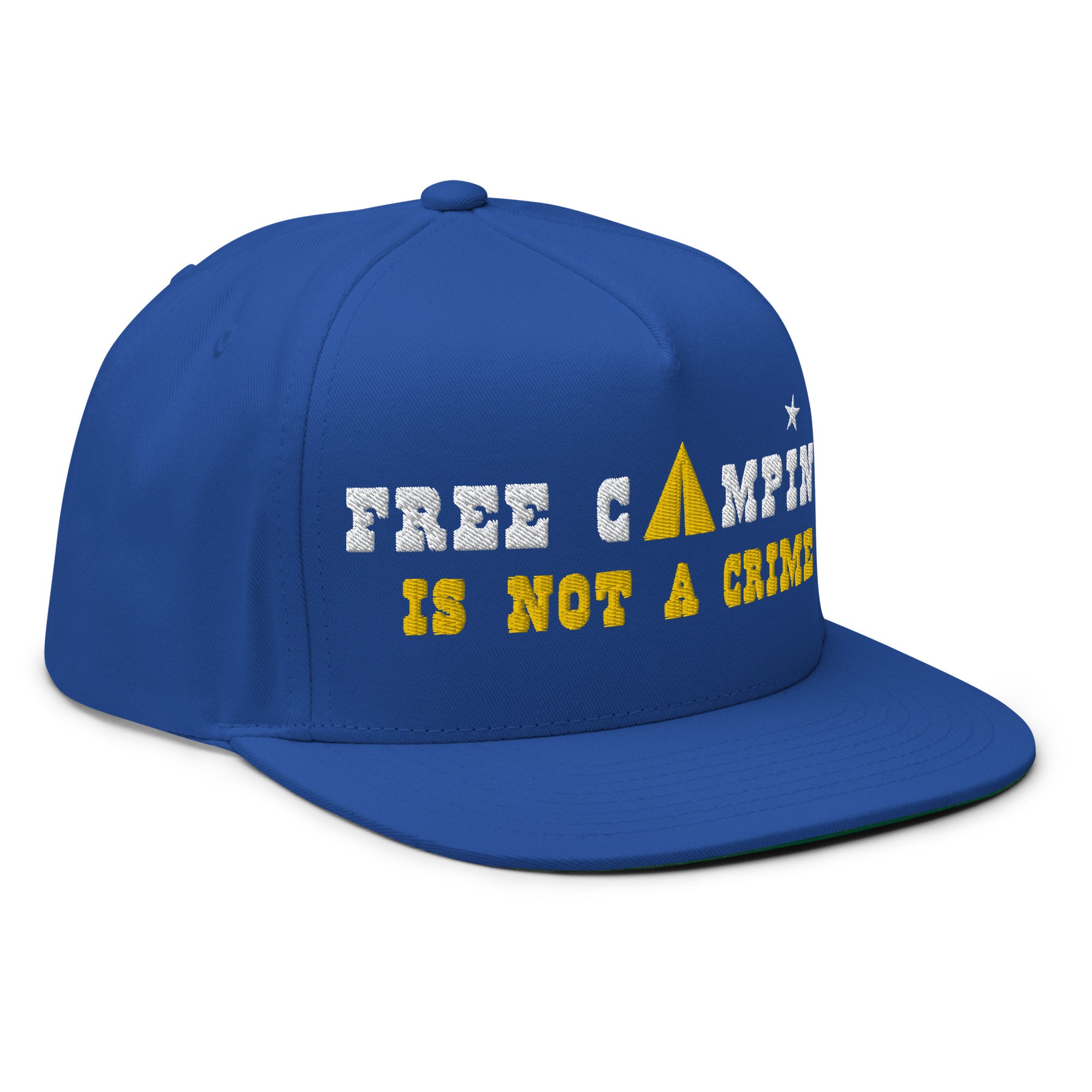 Casquette à Visière Plate en coton sergé Free camping is not a crime white/yellow