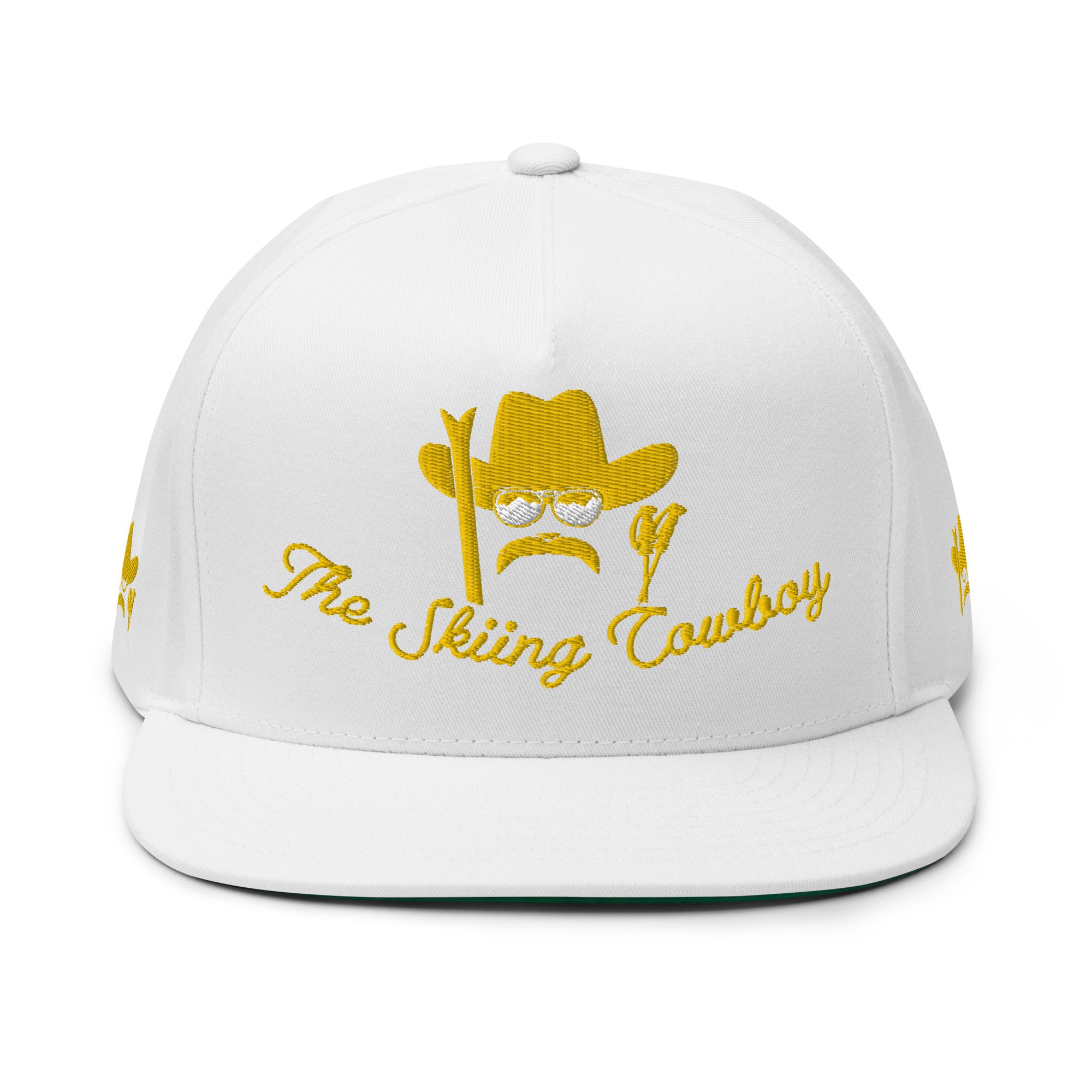 Flat Bill Cap The Skiing Cowboy Gold embroidered pattern (3 sides)