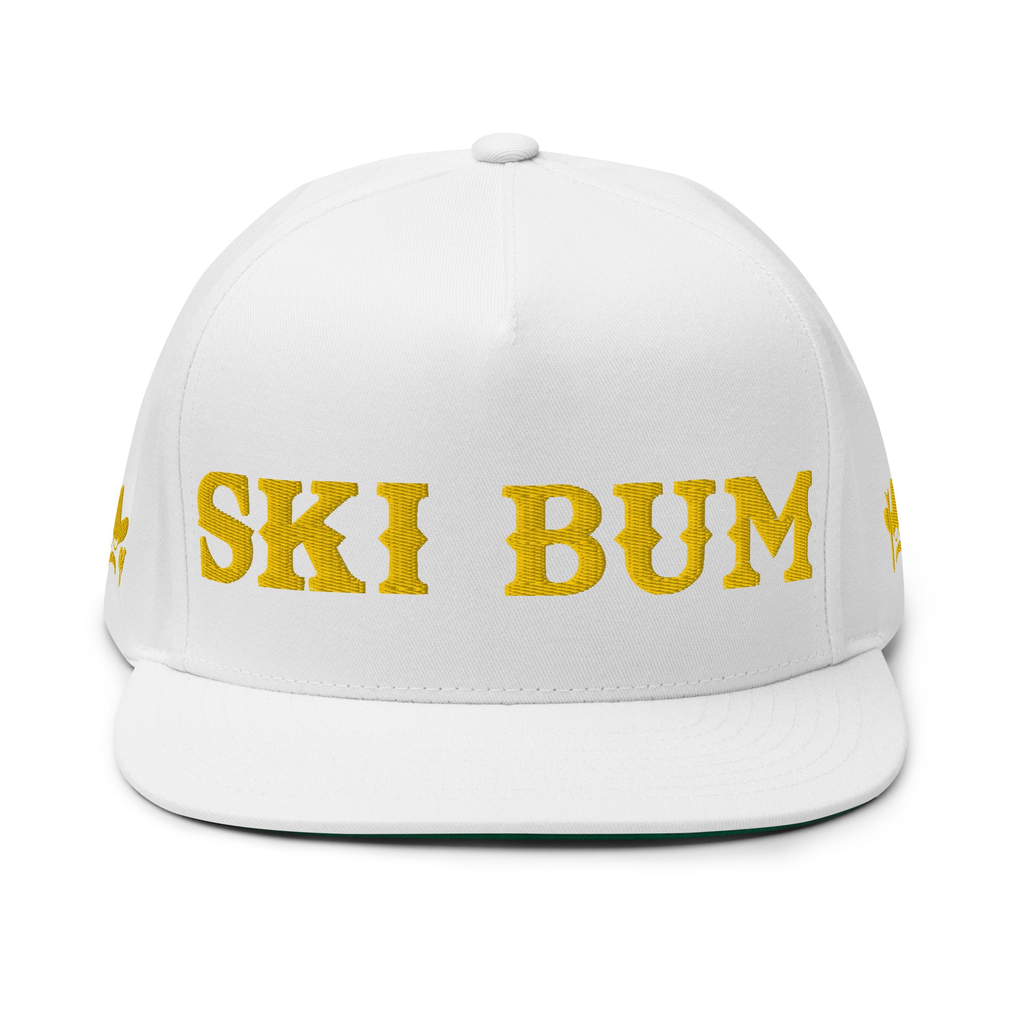 Flat Bill Cap Ski Bum Gold embroidered pattern (3 sides)