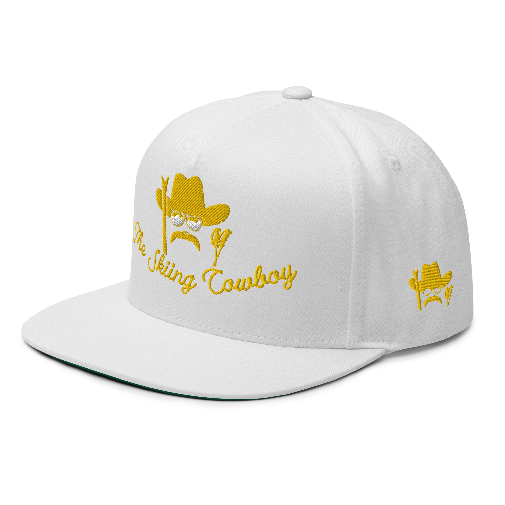 Casquette à Visière Plate en coton sergé The Skiing Cowboy Gold brodé sur 3 côtés